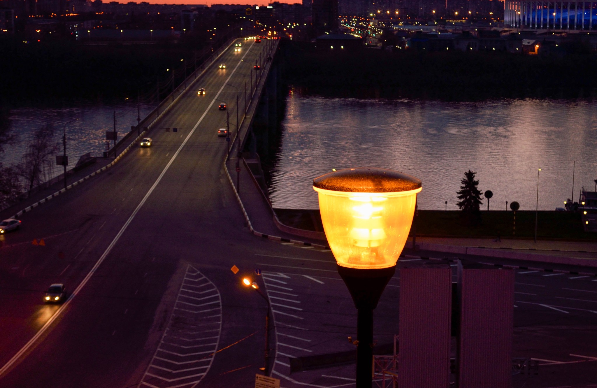 Sunset. Flashlight. Oka - My, Nikon d5100, Beginning photographer, Spring, Arrow