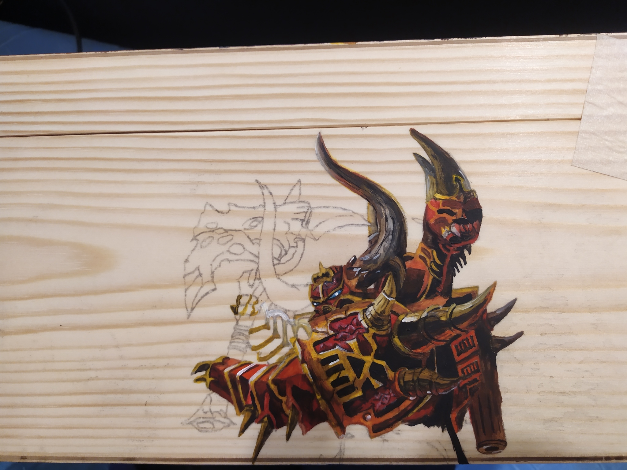 Through sweat and tears: part two. (Chaos this time.) Warhammer - My, Chaos, Gods of Chaos, Warhammer 40k, Creation, Casket, Longpost, Acrylic