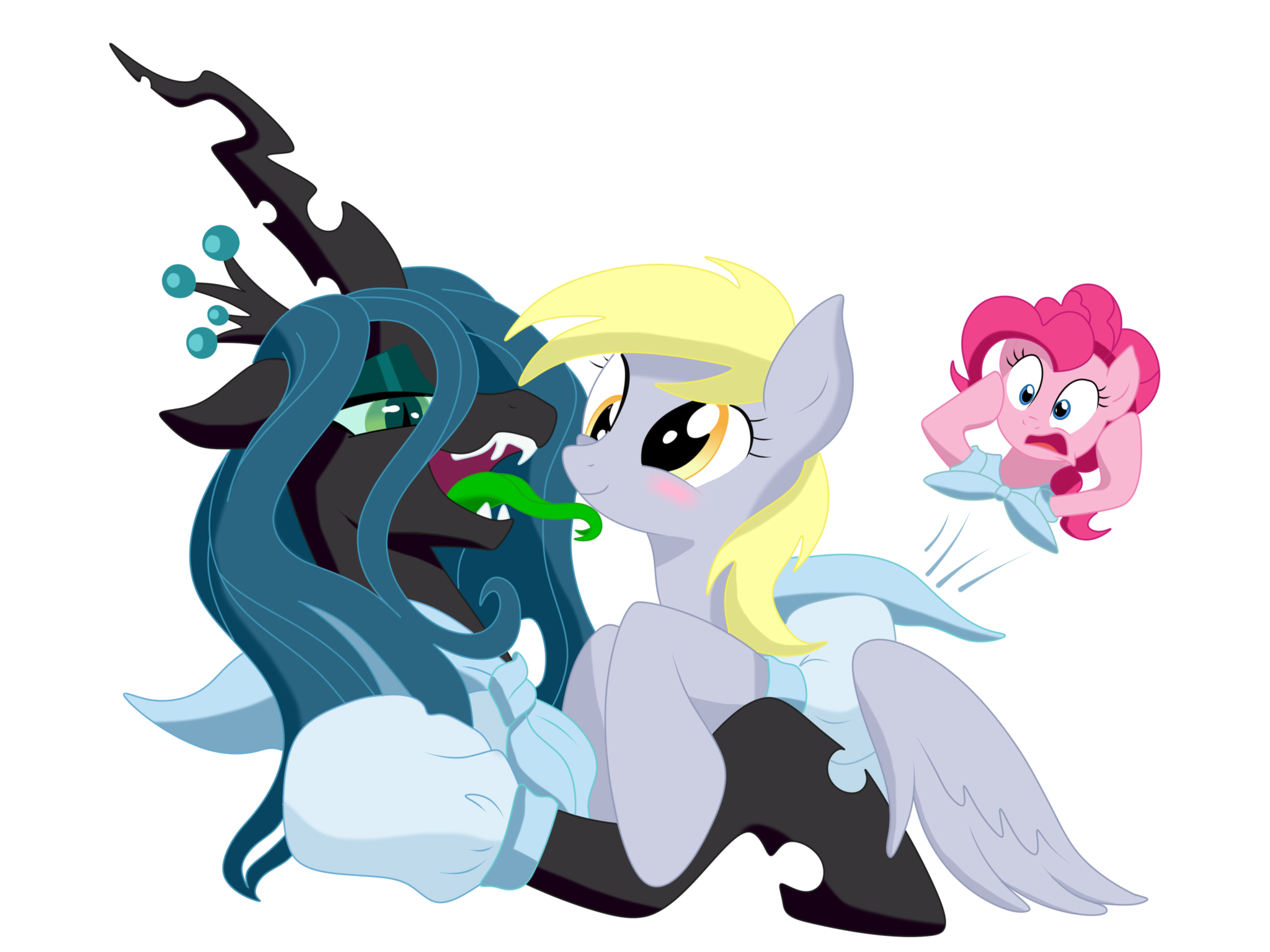 My ponies 7 - My, My little pony, Beginner artist, MLP Edge, Queen chrysalis, Fluttershy, Pinkie pie, Derpy hooves