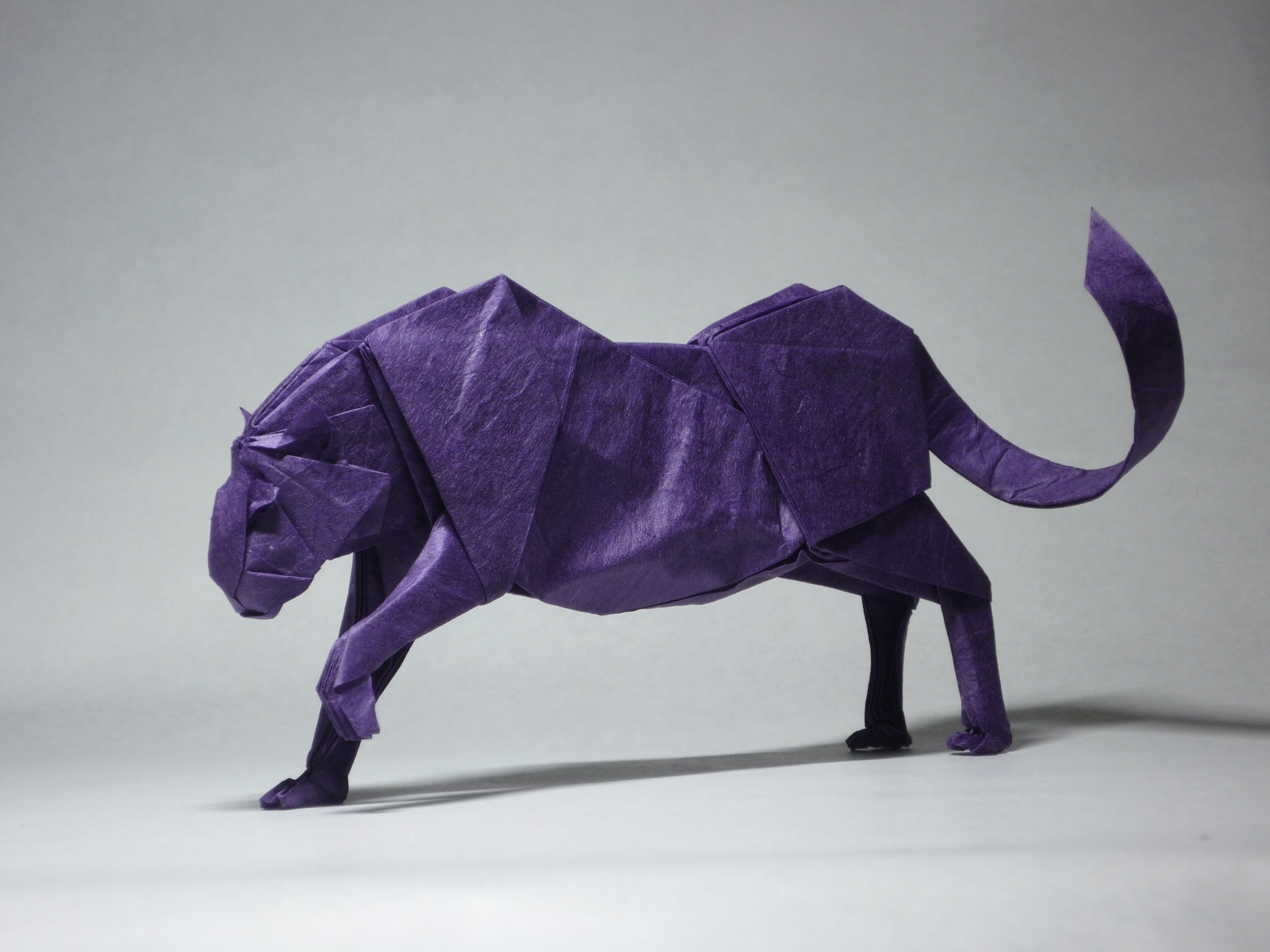 Оригами пантера из бумаги из отдельных деталей