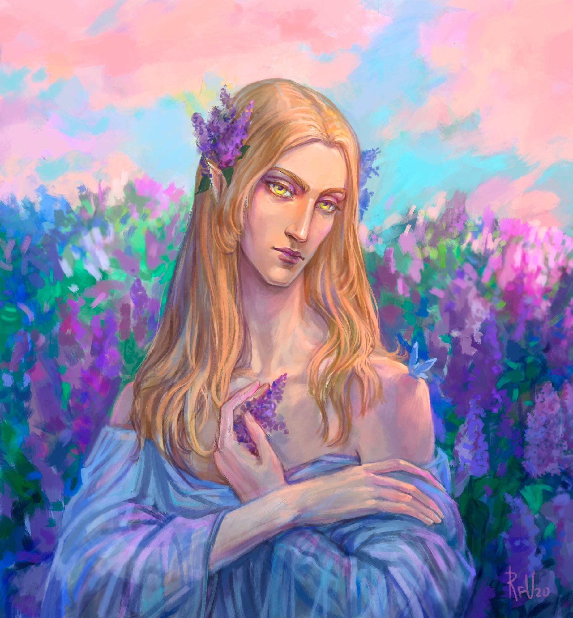 Spring Elf - Art, Drawing, Digital drawing, Elves, Portrait, Computer graphics, Creation