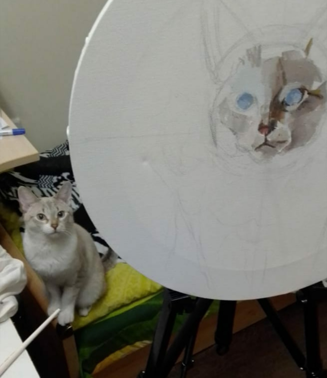 Count Kisulkens - cat, Painting, Butter, Paints, Easel, Painting, Drawing process, Longpost