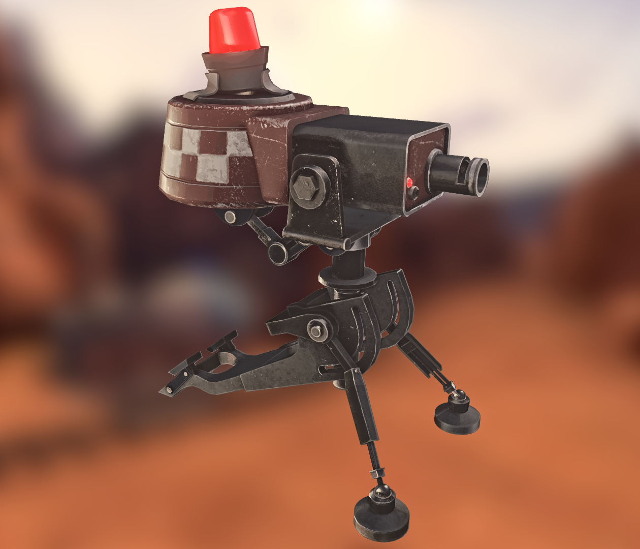 ...Here's the answer. There's a cannon. If that doesn't help, shoot the second one. - My, Team Fortress 2, Turret, Blender, Gimp, Substance painter, Longpost