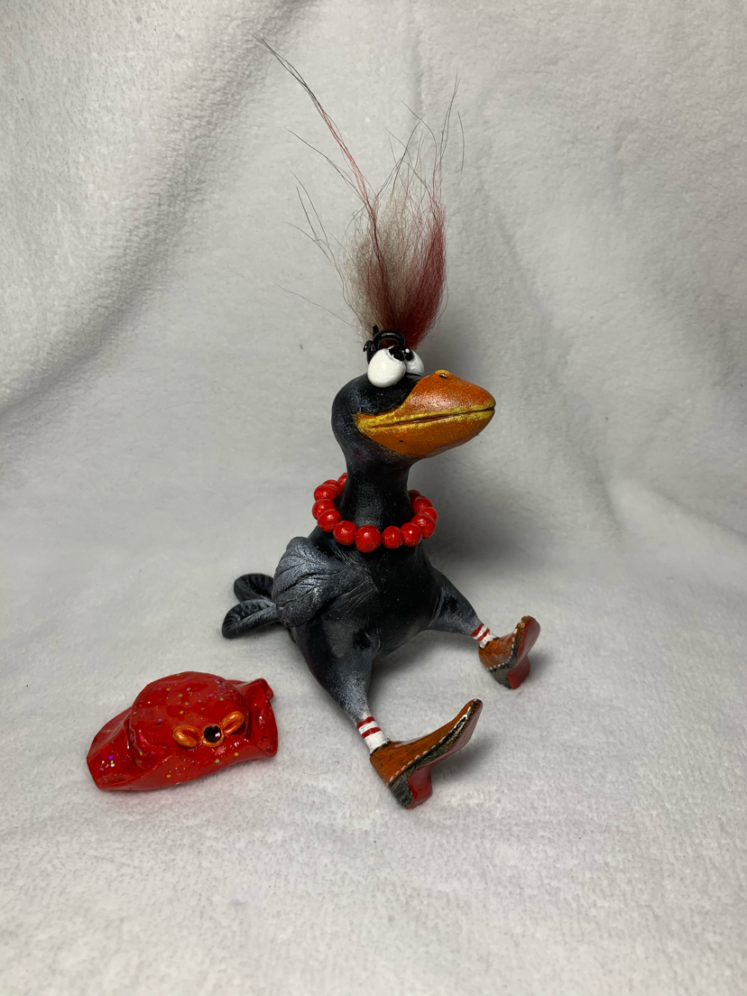 Well, why am I not like everyone else)? - My, Polymer clay, Longpost, Handmade, Crow, Needlework with process