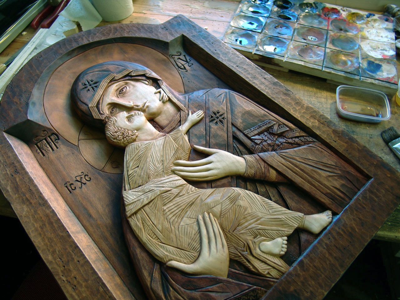 Wood carving. Icon - My, Painting, Art, Wood carving, Icon, Religion, Longpost, Needlework without process