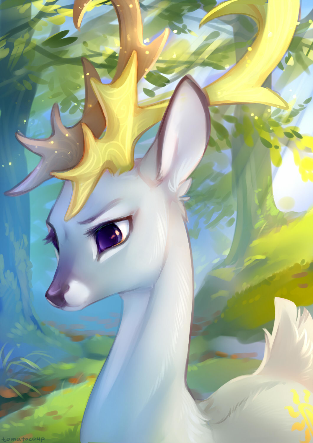 Deer Princess Celestia - My Little Pony, Princess Celestia, Олени, Арт, Tomatocoup