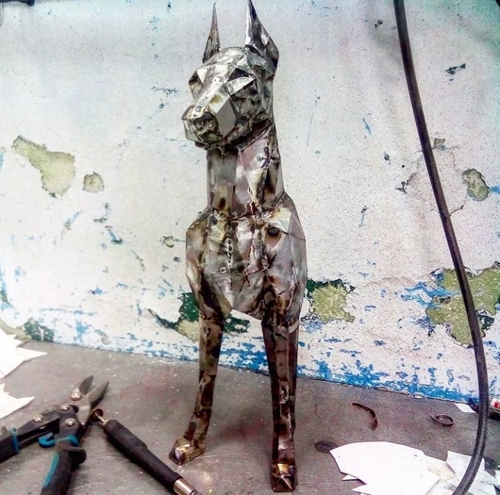 Who let the dogs out?) - My, Doberman, Dog, Welding, Handmade, Papercraft, Longpost