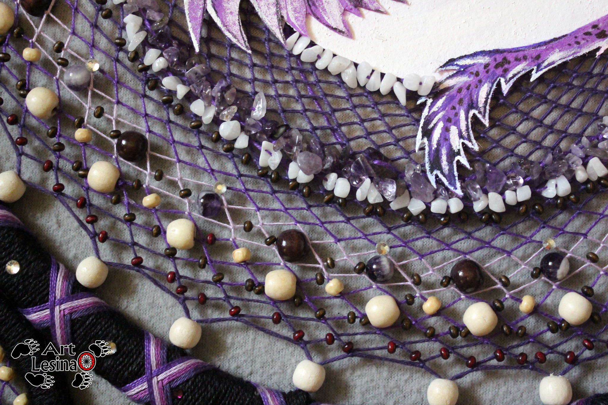 Dream catcher Amethyst dragon with natural stones, 103 cm - Dreamcatcher, The Dragon, Needlework without process, Needlework, Amulet, Longpost