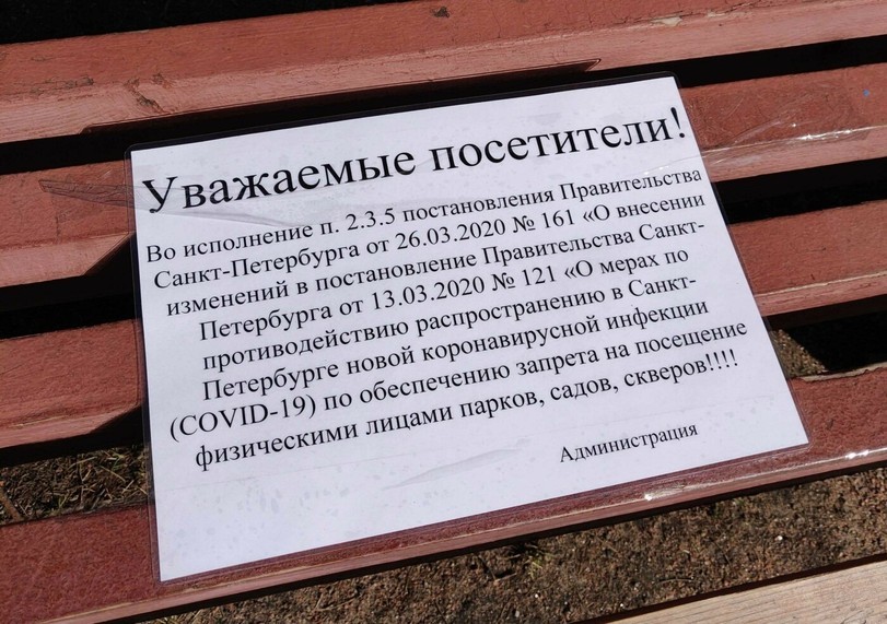 They don't even bother to read what they type - Saint Petersburg, Benches, Ban, Coronavirus