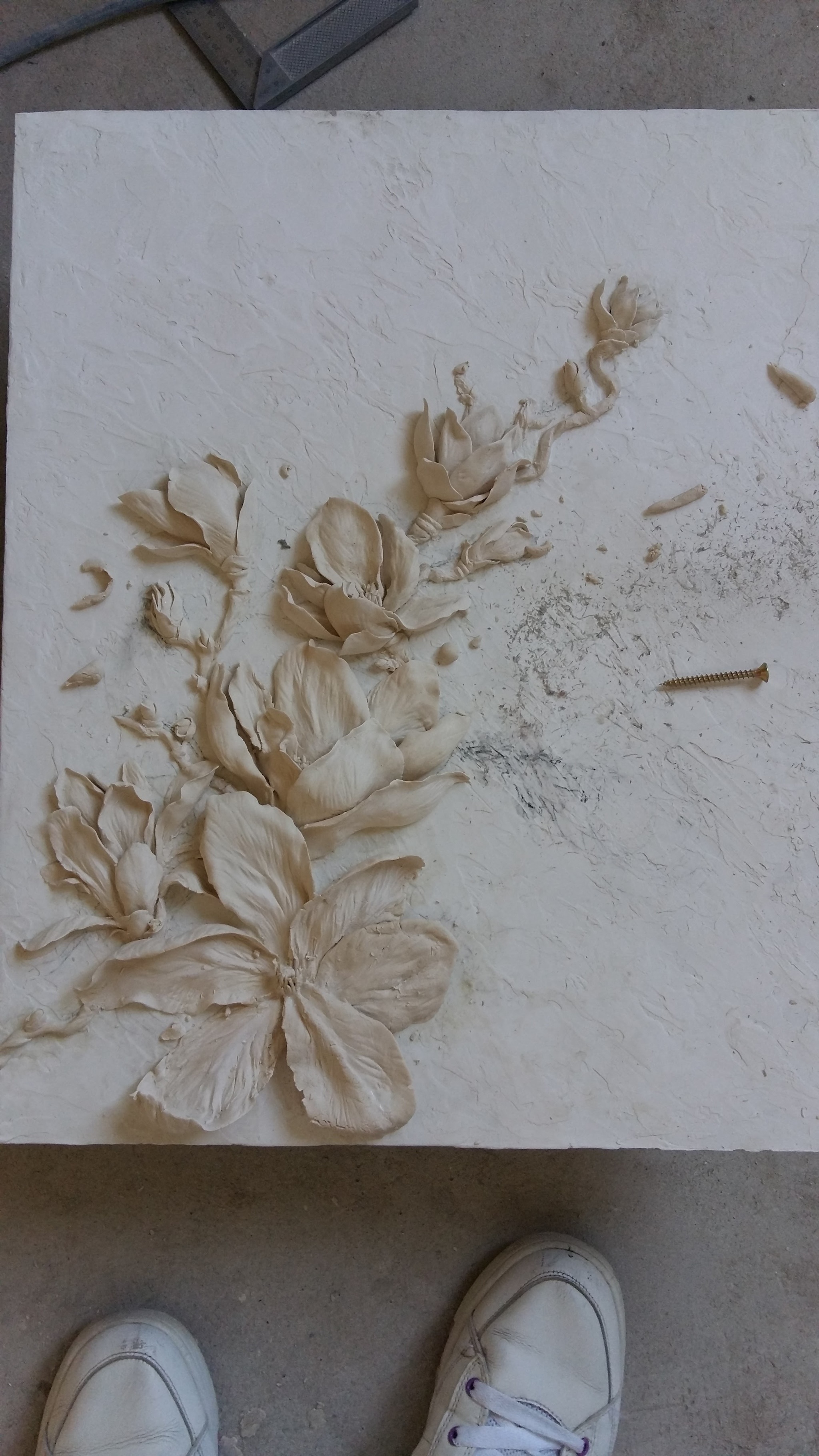 One of my first works! - My, Handmade, With your own hands, Art, Flowers, Лепка, Gypsum, Longpost