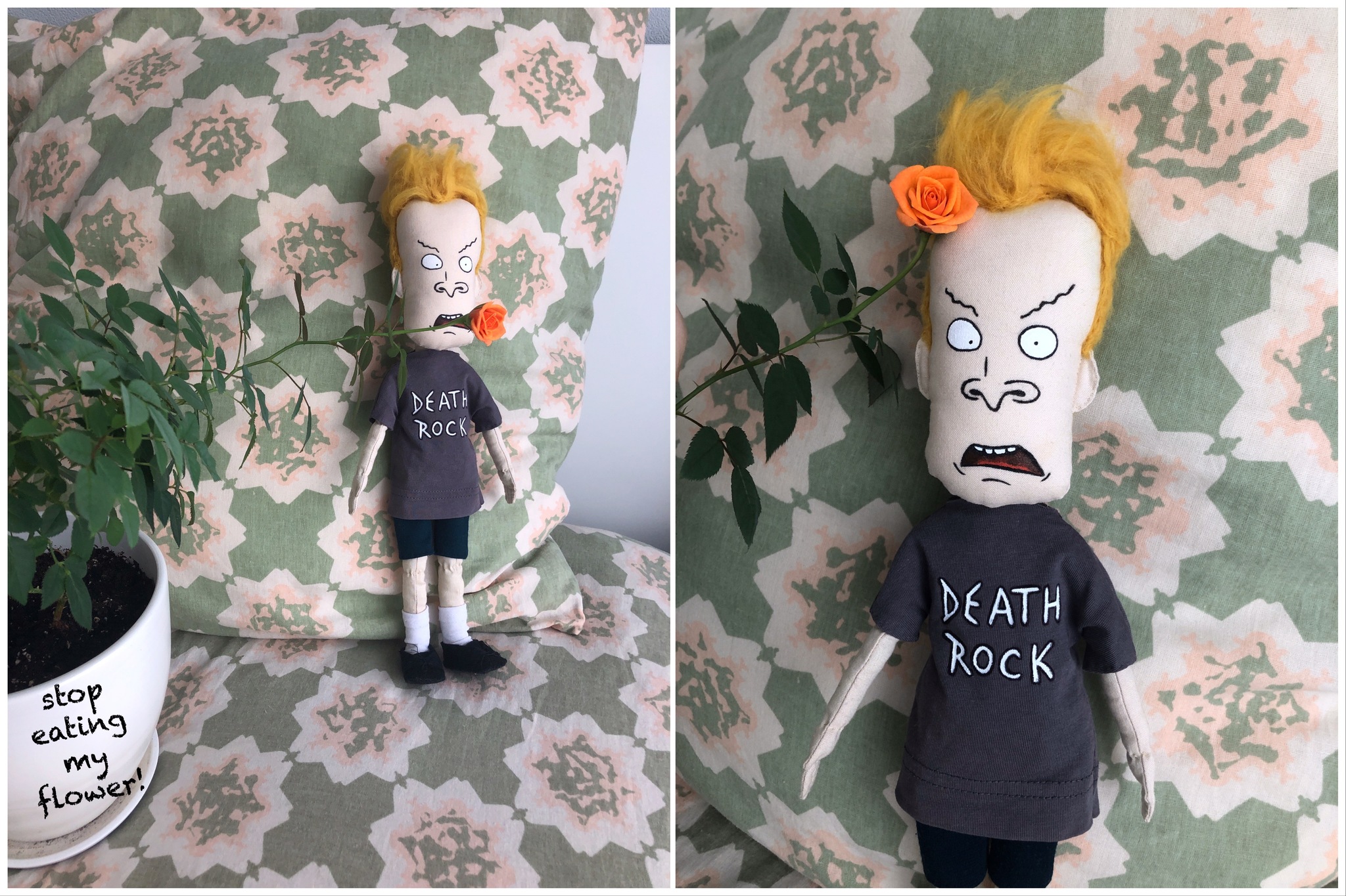 Beavis Cornholio - My, Beavis and Butt-head, Textile doll, Needlework without process, Horror, The Great Corn, Art, Cartoons, 90th, Video, Longpost