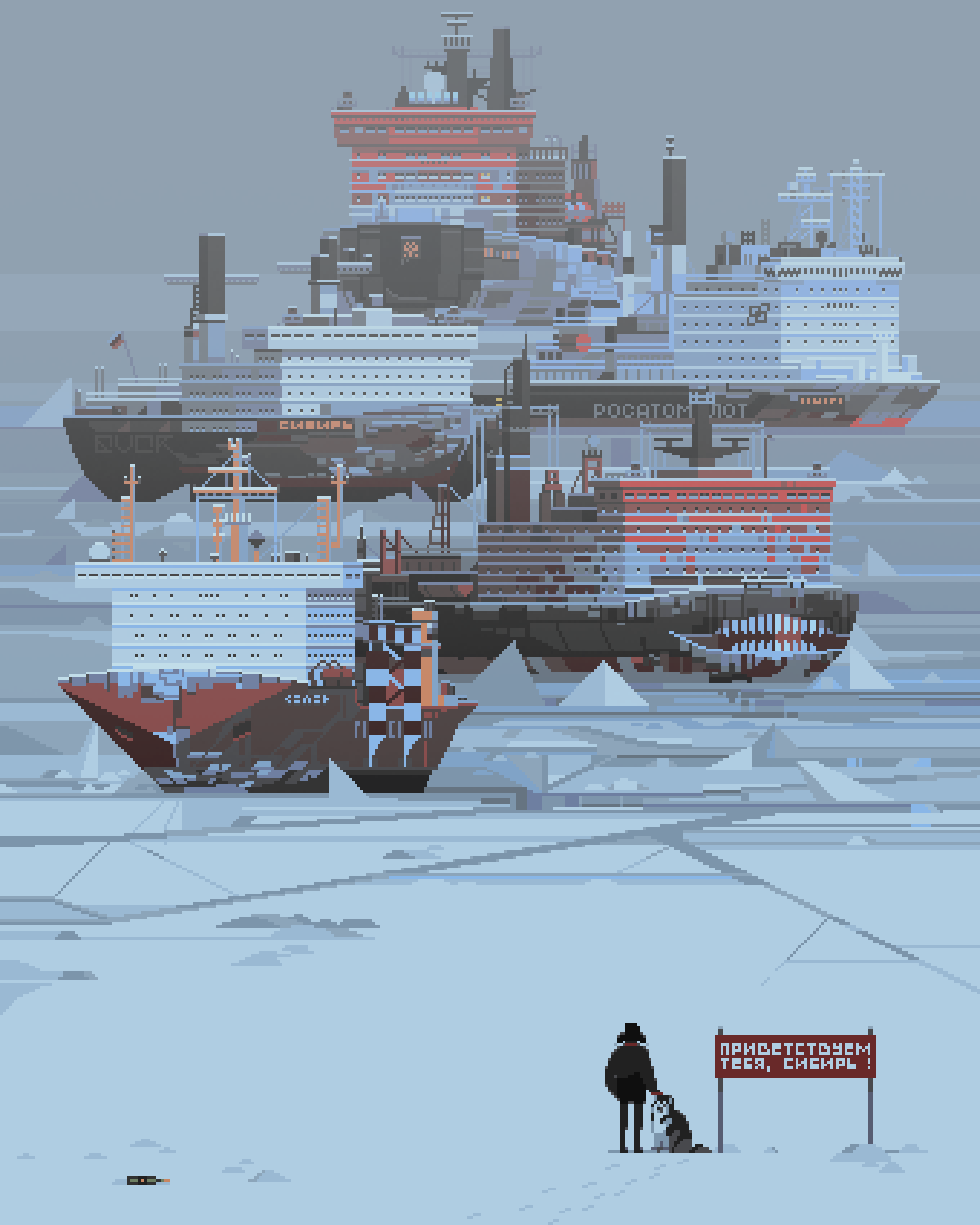 Greetings, Siberia! - Art, Pixel Art, Ship, Icebreaker, 6VCR