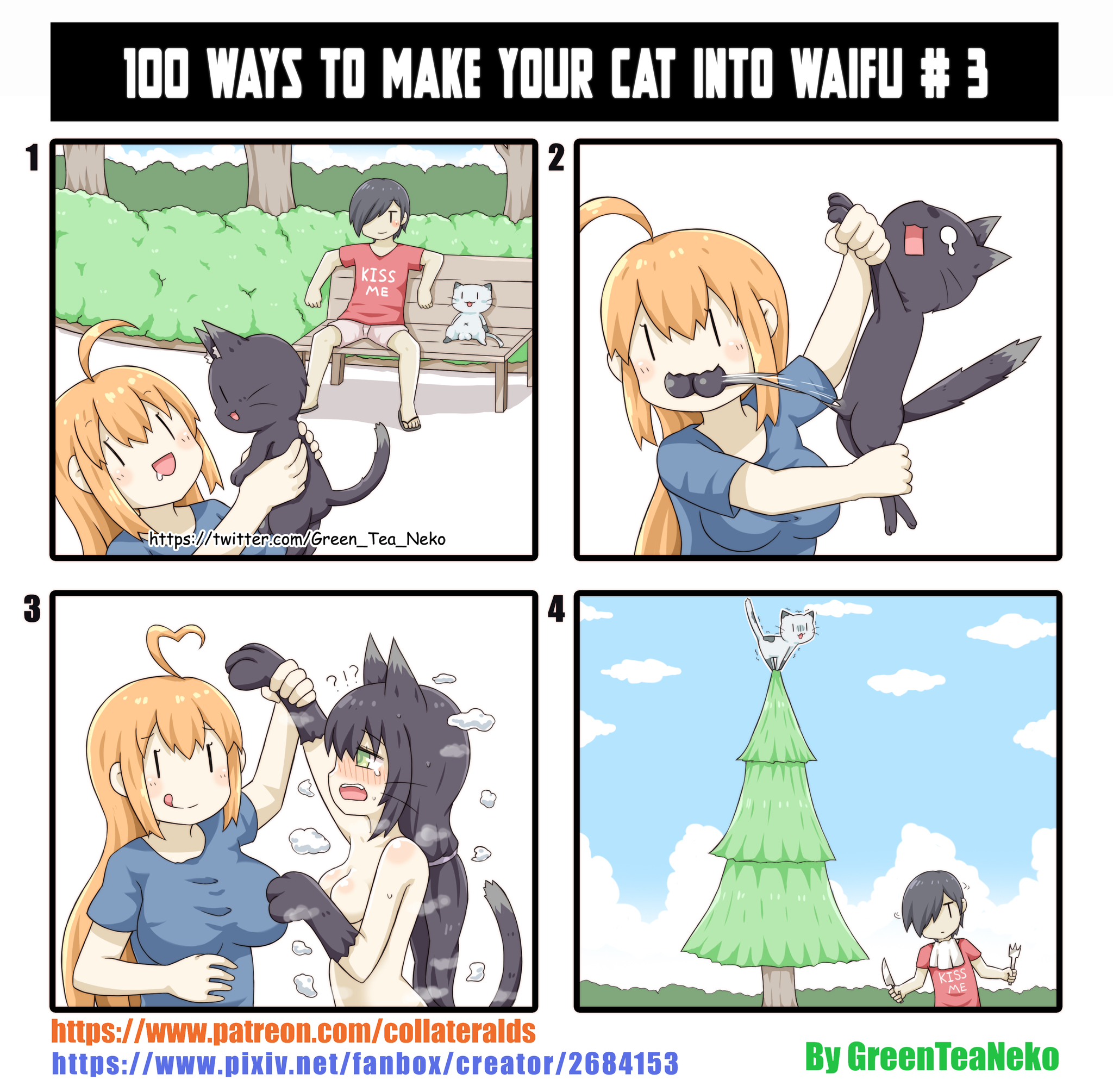 100 Ways to Make a Waifu Out of Your Cat #3 - NSFW, Greenteaneko, Comics, Anime art, cat