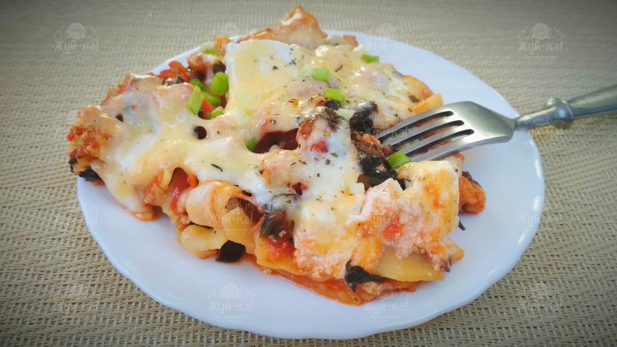 Hearty Lunch in a Frying Pan! - My, Recipe, Chew-Ka!, Noodles, Cheese, Lasagna, Culinary minced meat, Yandex Zen, Longpost, Cooking