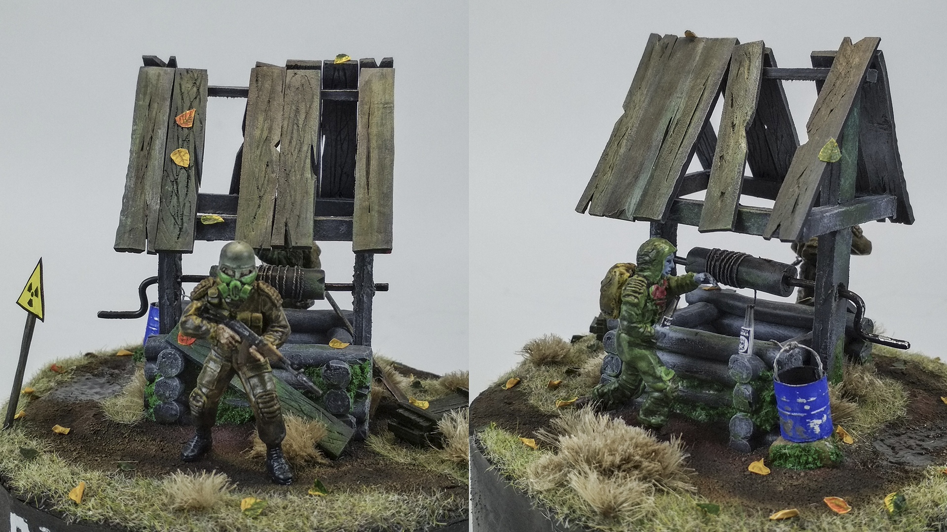 Diorama. Stalker at the well - My, Diorama, Stalker, Night light, Modeling, Post apocalypse, Video, Longpost