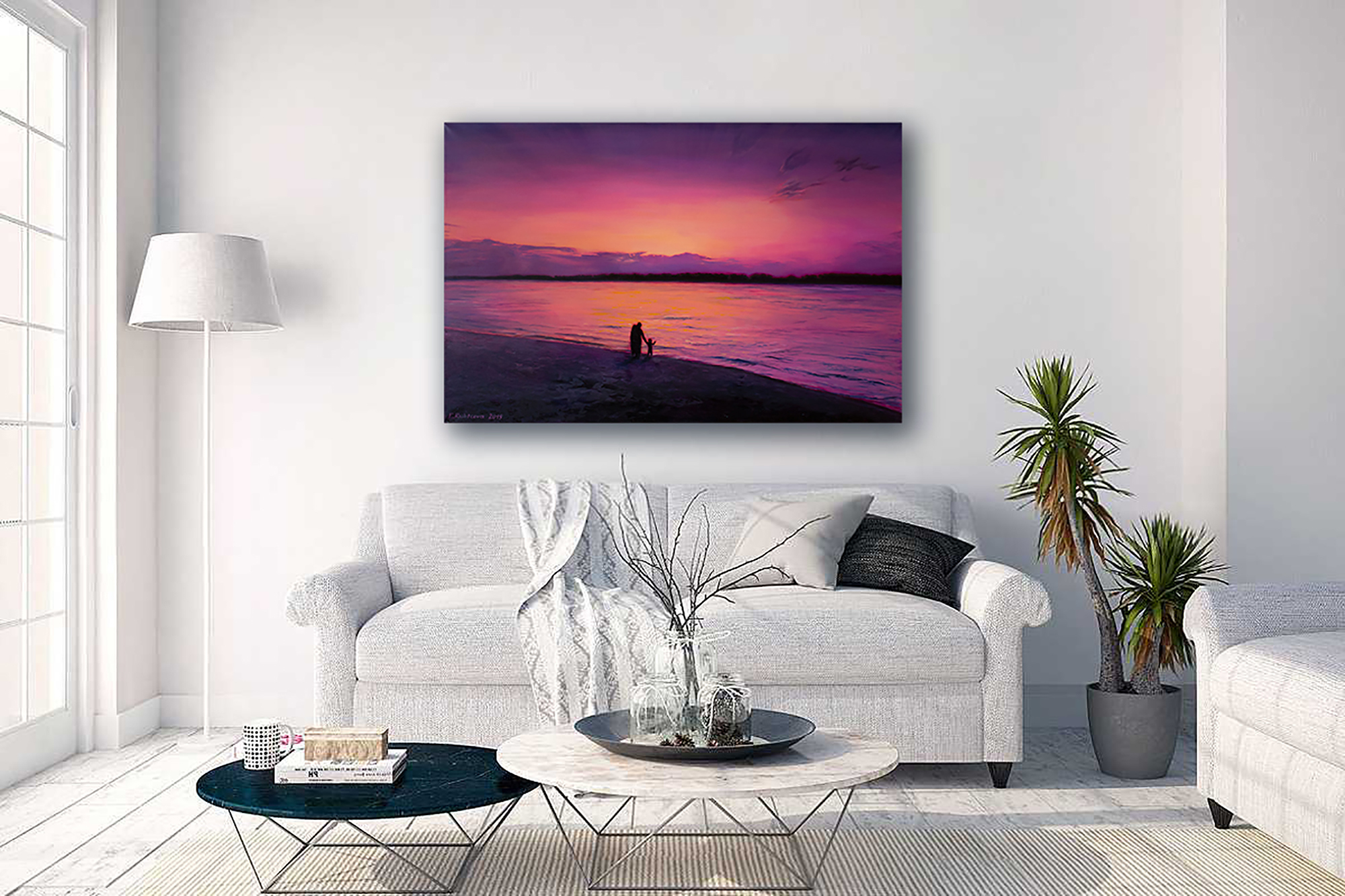 Seeing off the light - My, Oil painting, Painting, Sunset, Color, Lilac, Longpost