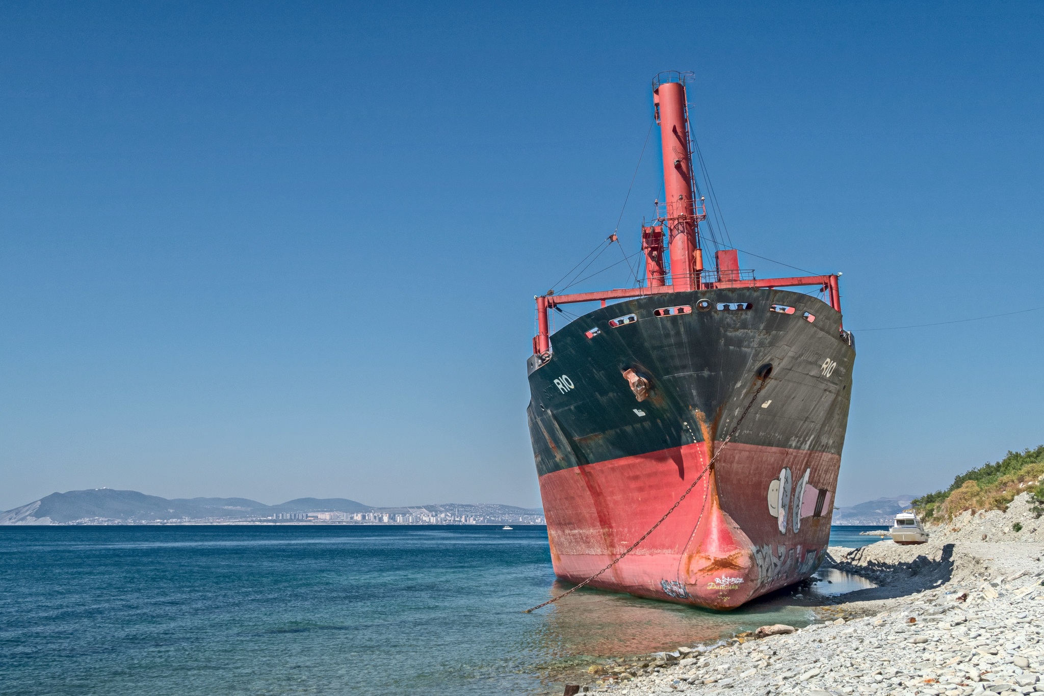 Photo of a bulk carrier off the coast of Kabardinka - My, The photo, Sea, Shipwreck, Longpost