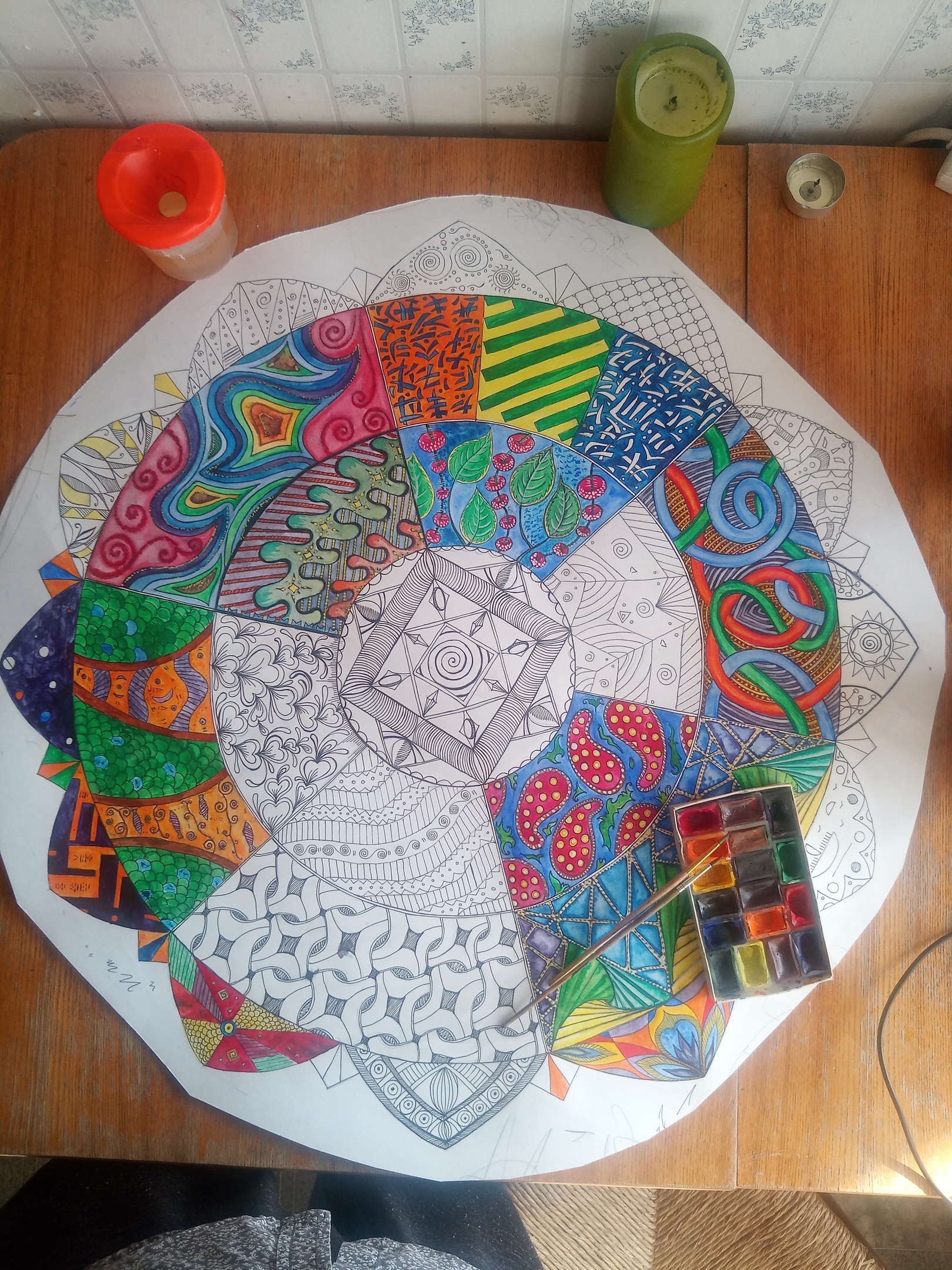 It is not difficult - My, Mandala, Creation, Painting, Watercolor, Painting, Longpost, Needlework with process