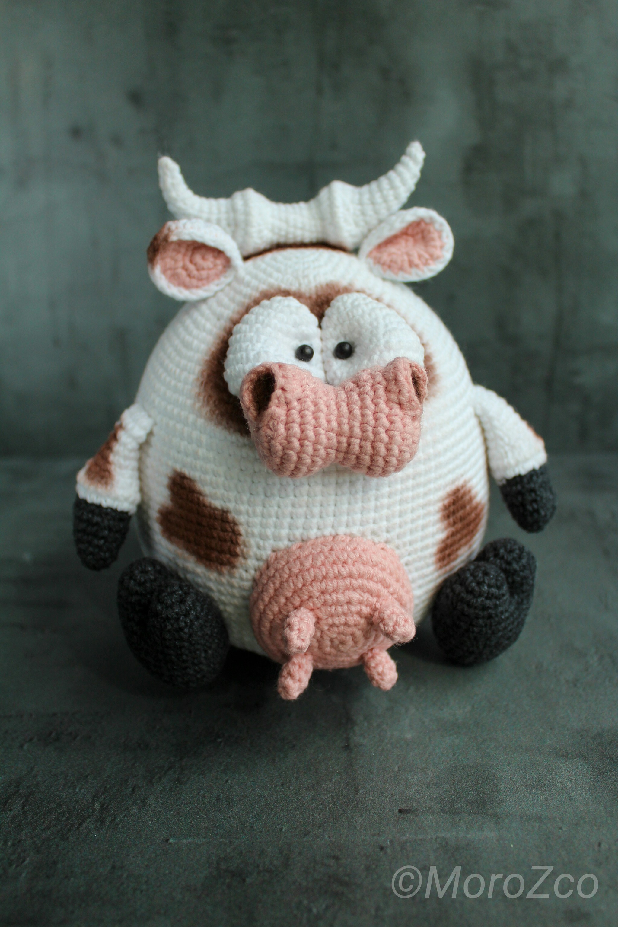 Mooooooo - My, Amigurumi, Crochet, Knitted toys, Cow, Longpost, Needlework without process