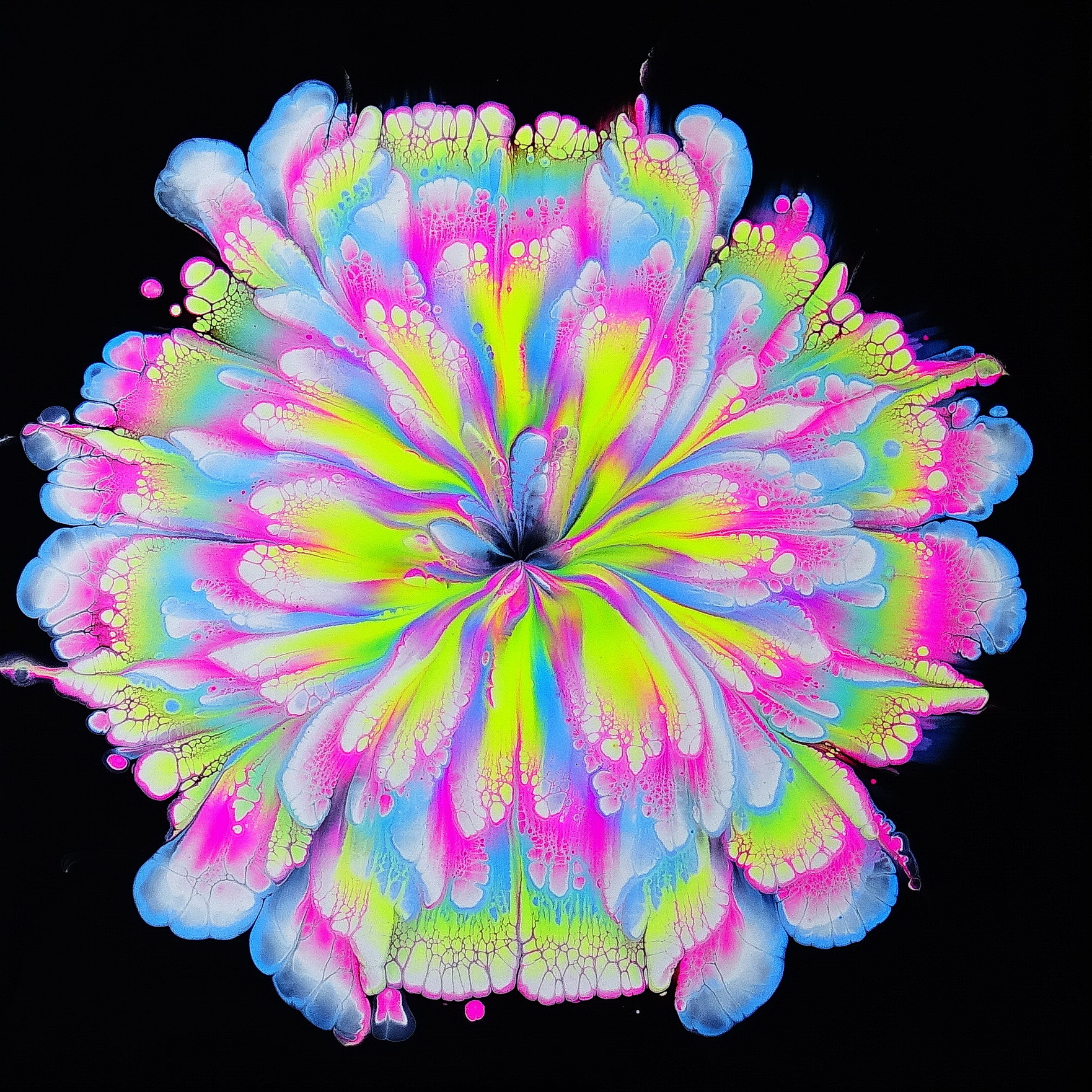 FLUORESCENT acrylic for FLOWER ~ Various petal patterns ~ MUST SEE!!! ~Paint #WithMe - My, Paints, Acrylic, Video, Longpost