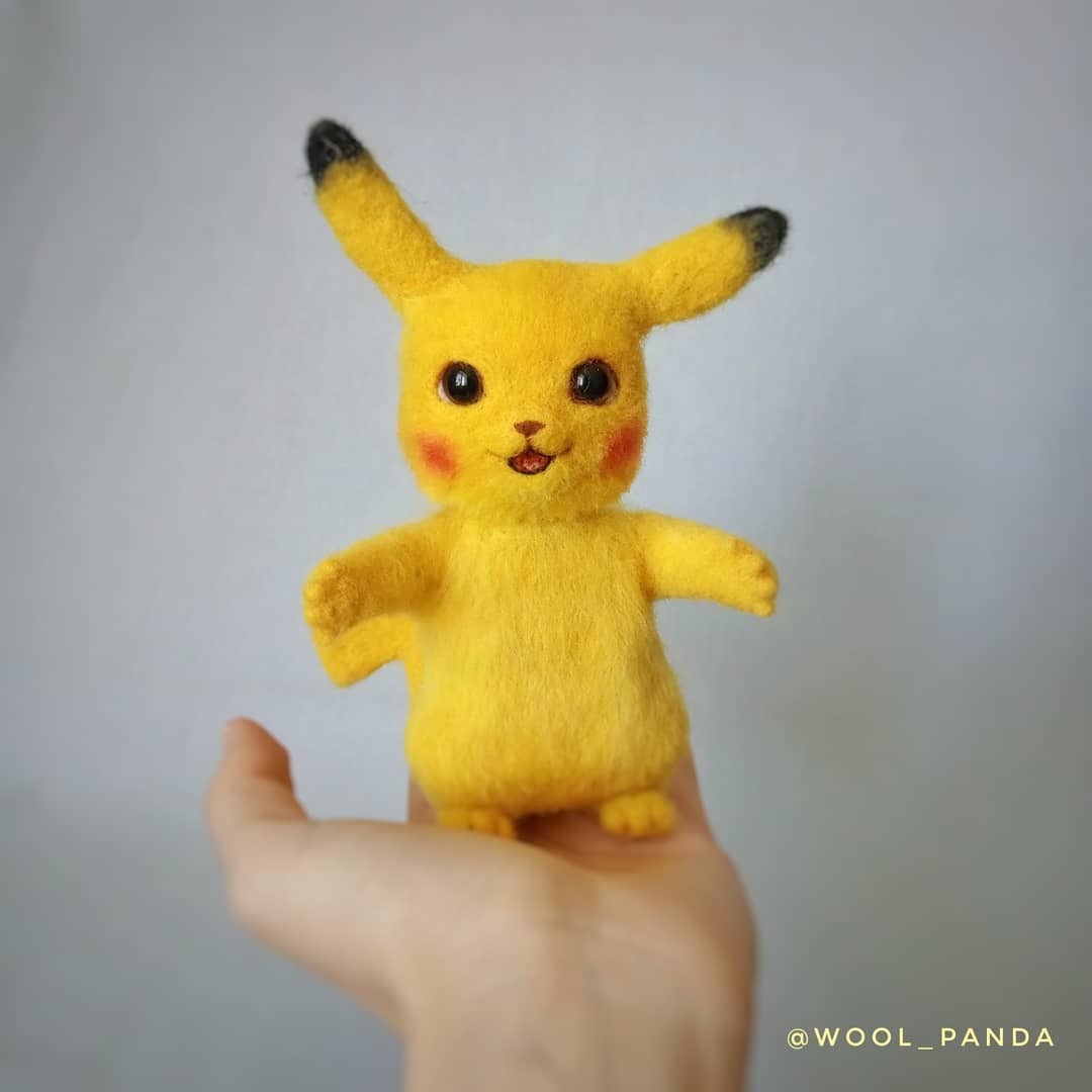 Pikachu (felt) - My, Pikachu, Cool PokГ©mon, Pokemon, Dry felting, Wallow, Needlework without process, Handmade, Desk lamp, Longpost