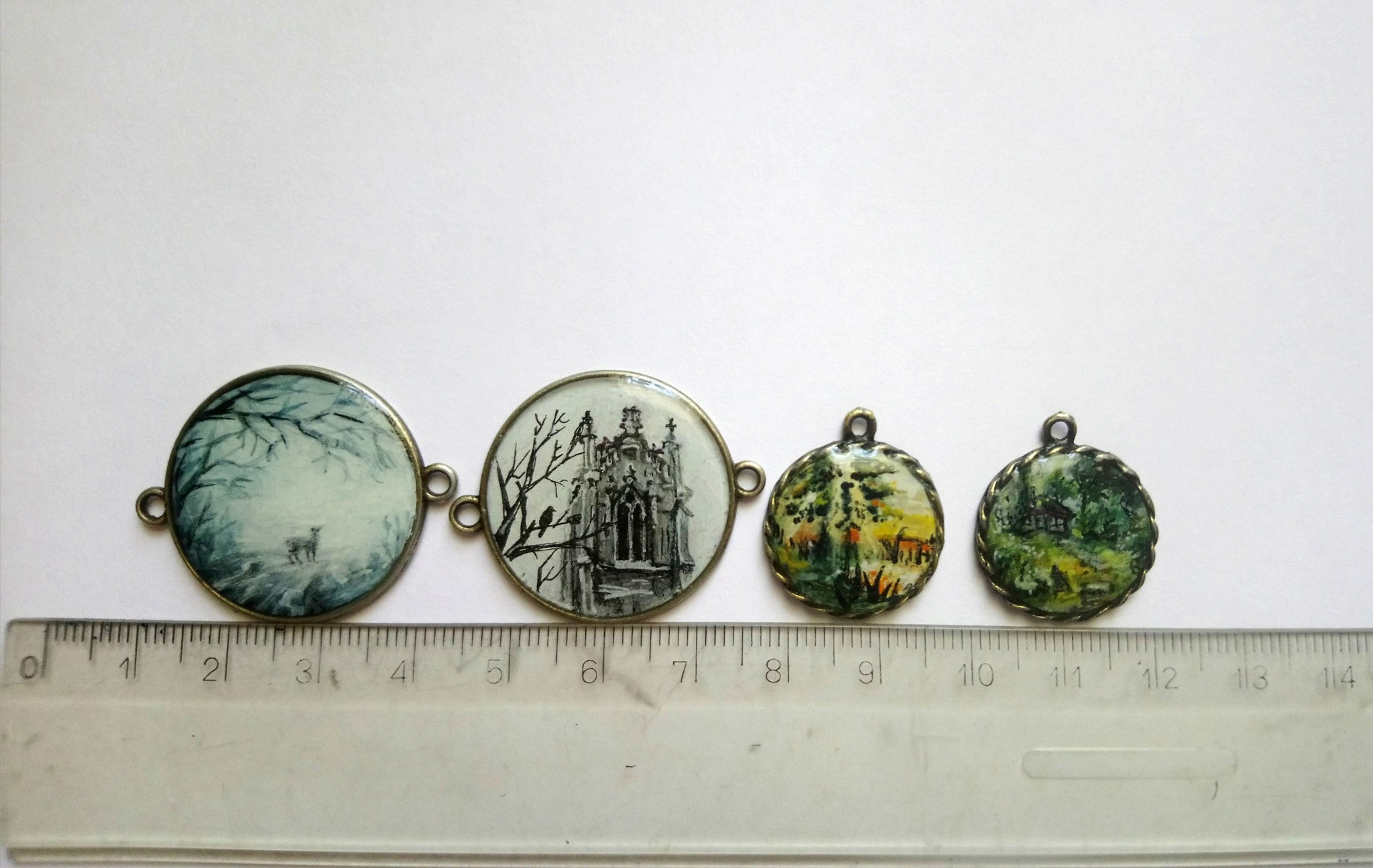 Hand painted pendants - My, Bijouterie, Handmade, Painting, Epoxy resin, Longpost, Needlework without process