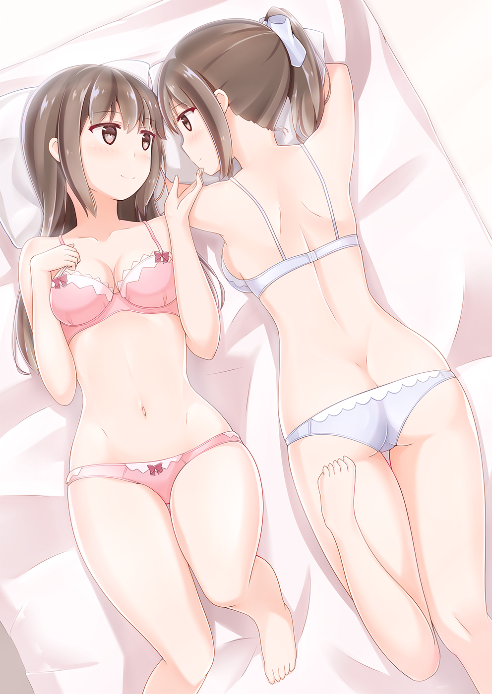 Sakura petals part 2 - NSFW, Anime, Anime art, Original character, Yuri, Bunnysuit, Underwear, Pantsu, Longpost