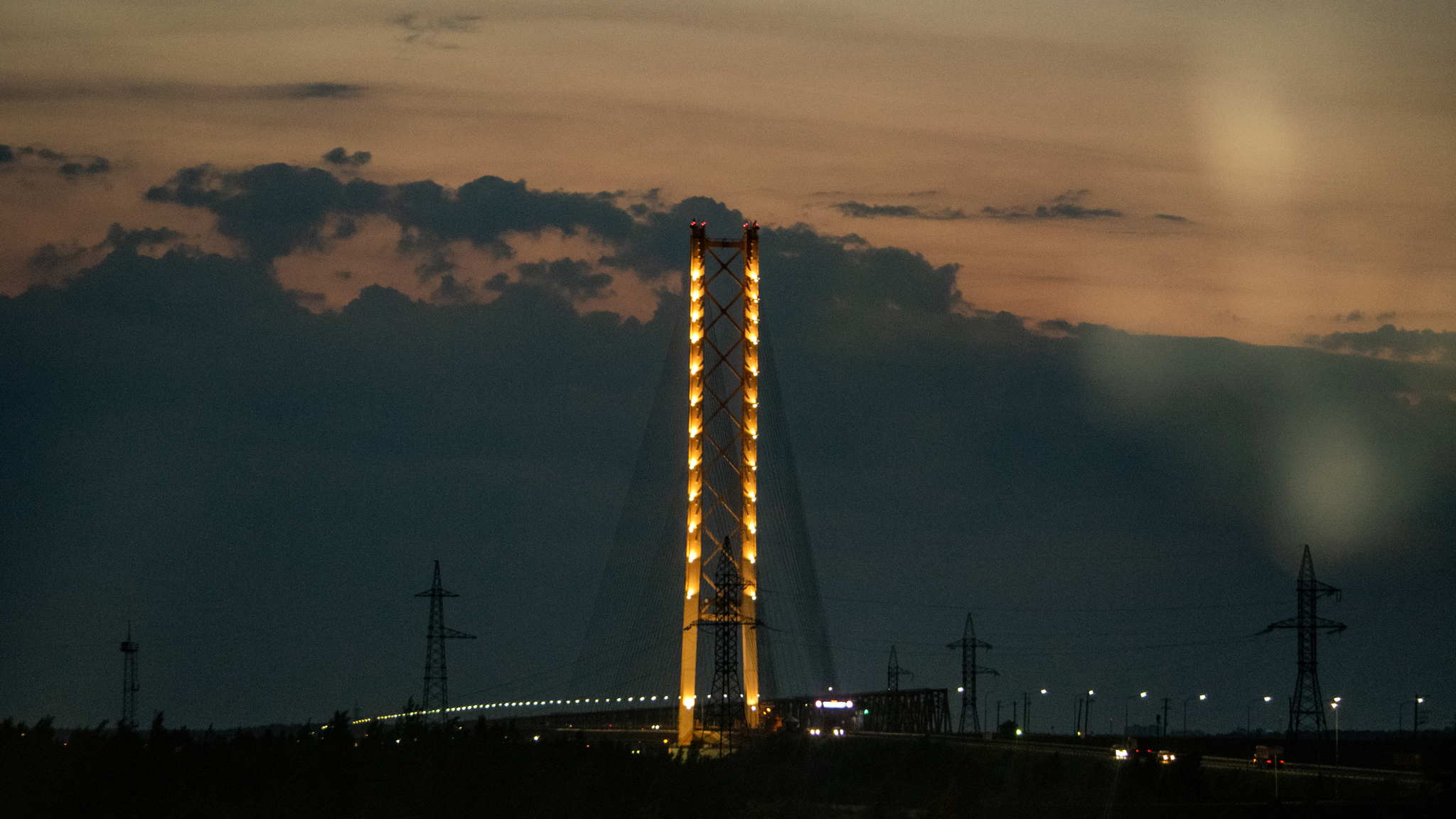 In the evening near the Surgut bridge - My, Evening, Sunset, Surgut, KhMAO, Bridge, Nikon, Nikon d5300, Longpost