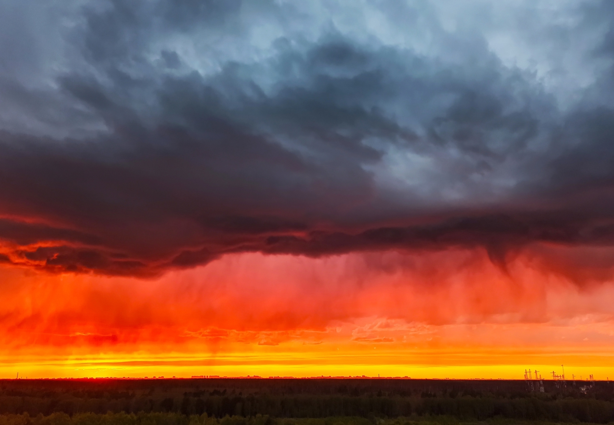 Fiery Sunset - My, Sunset, Sky, The sun, beauty, The clouds, Nature, Russia