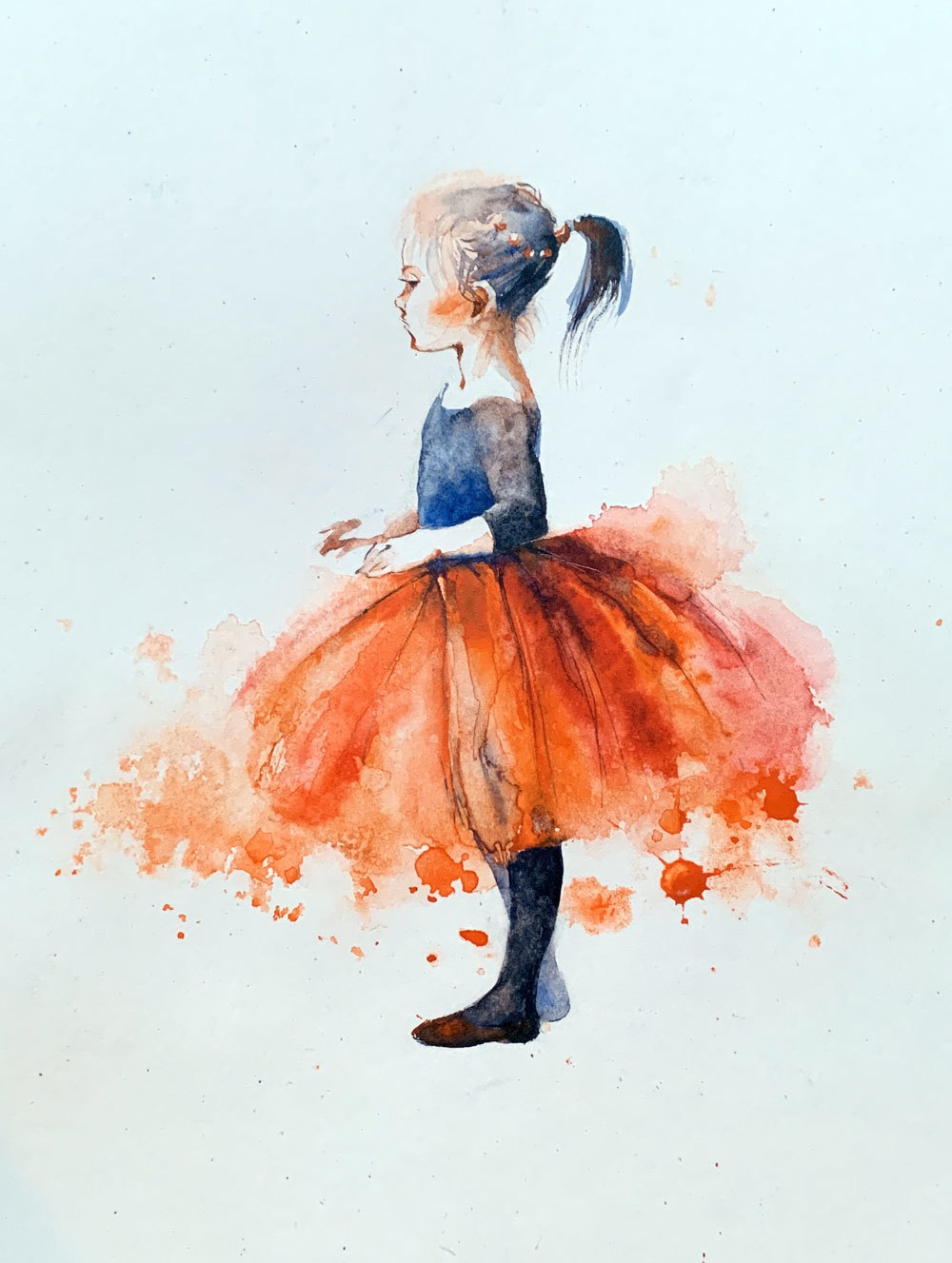 Девочка рисунок акварелью