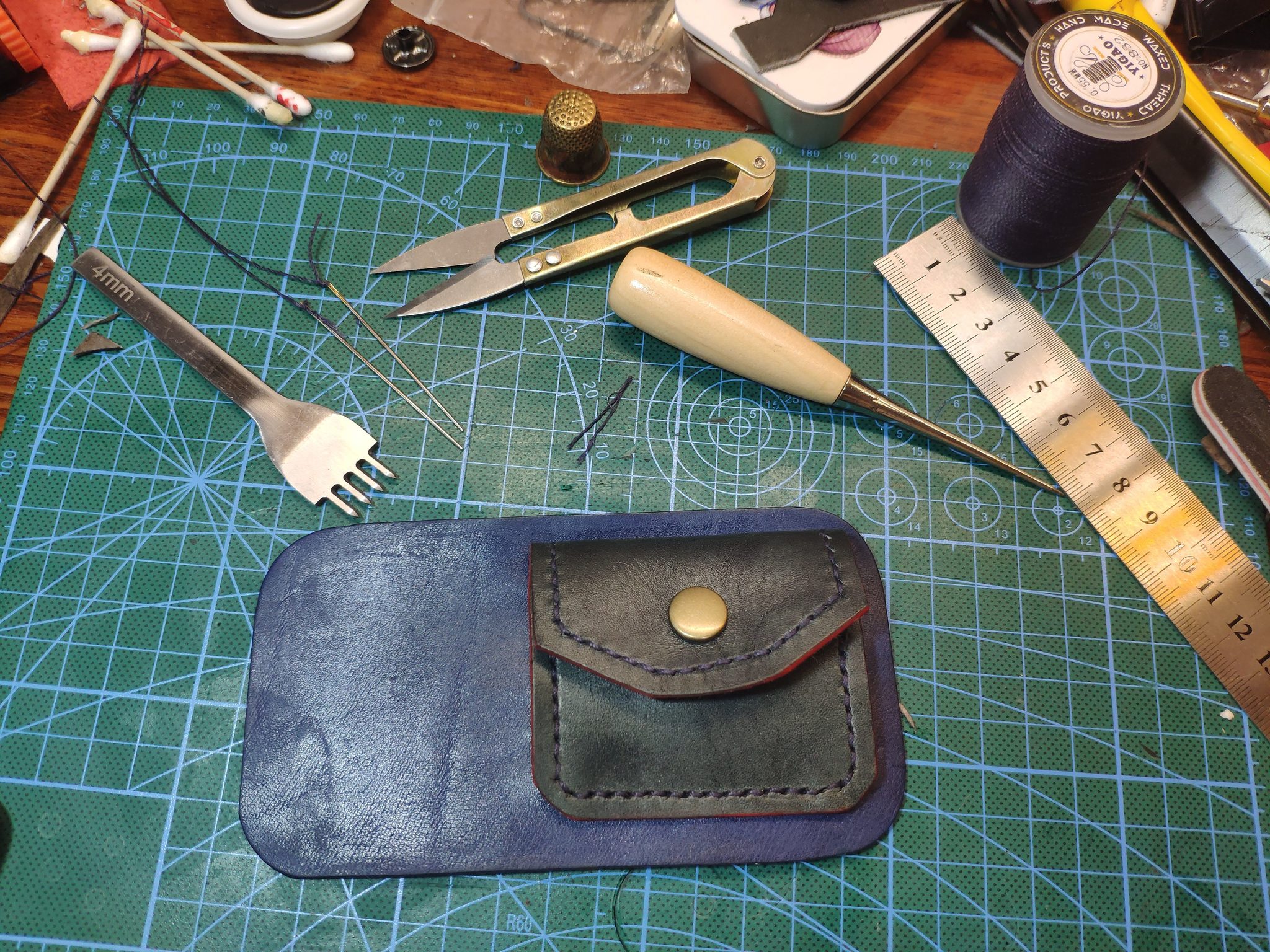 Wallet number 2. DIY - My, Natural leather, With your own hands, Handmade, Leather products, Longpost, Needlework with process