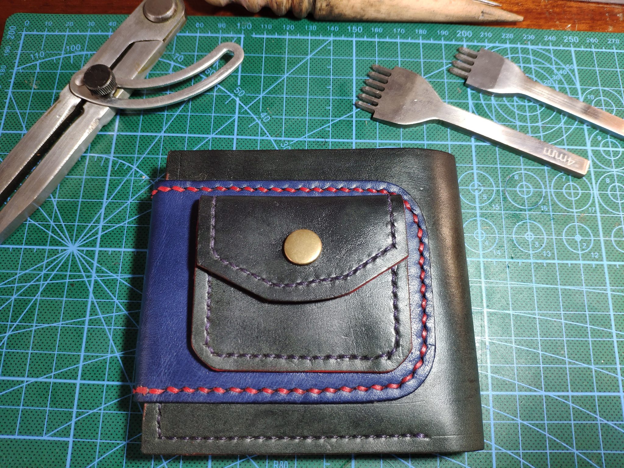 Wallet number 2. DIY - My, Natural leather, With your own hands, Handmade, Leather products, Longpost, Needlework with process