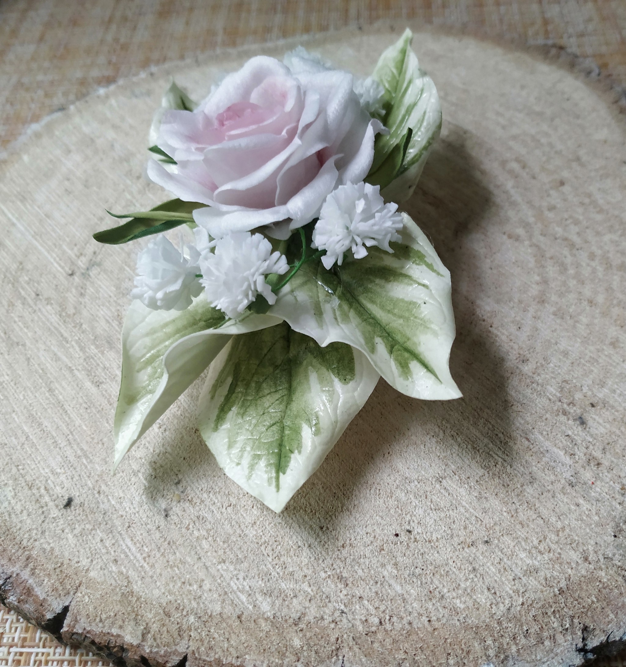 Hairpin tenderness - My, Needlework with process, Handmade, the Rose, Accessories, Longpost