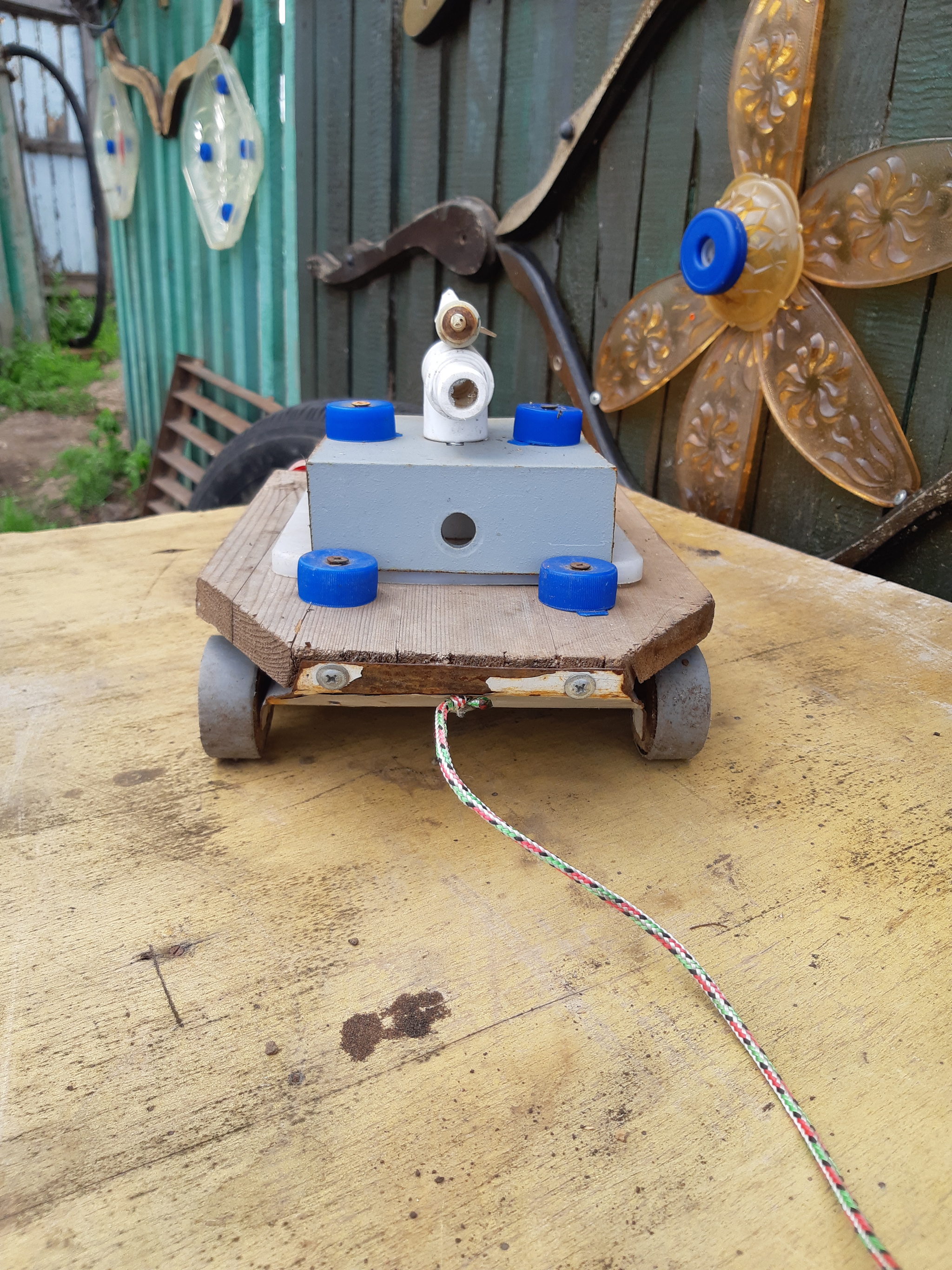 Grandfather and birdhouse - My, Homemade, Creation, Toys, Birdhouse, Tractor, Grandfather, Longpost