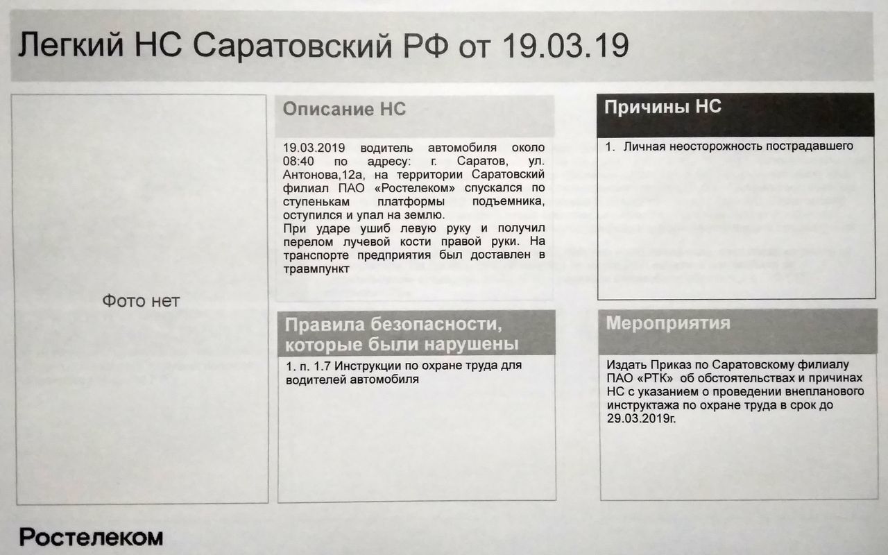Описание несчастных случаев. Найдено на просторах Ростелекома | Пикабу