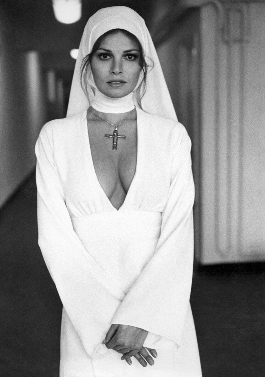 Raquel Welch as a nun from the movie Bluebeard, 1972 - Retro, Actors and actresses, The photo, Girls, Hollywood, USA