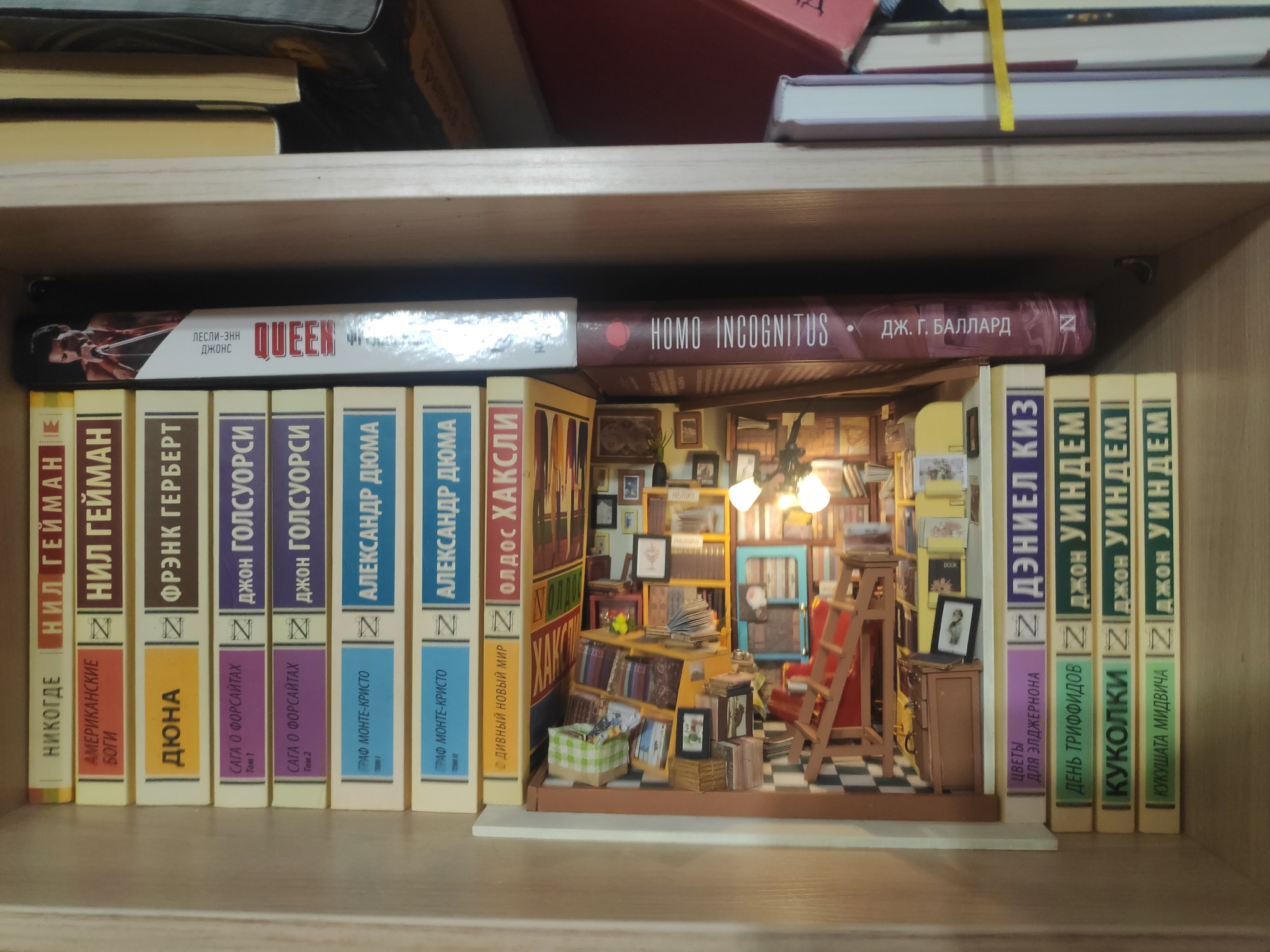 An entire library on one shelf - My, Needlework with process, Longpost, Constructor, Roombox