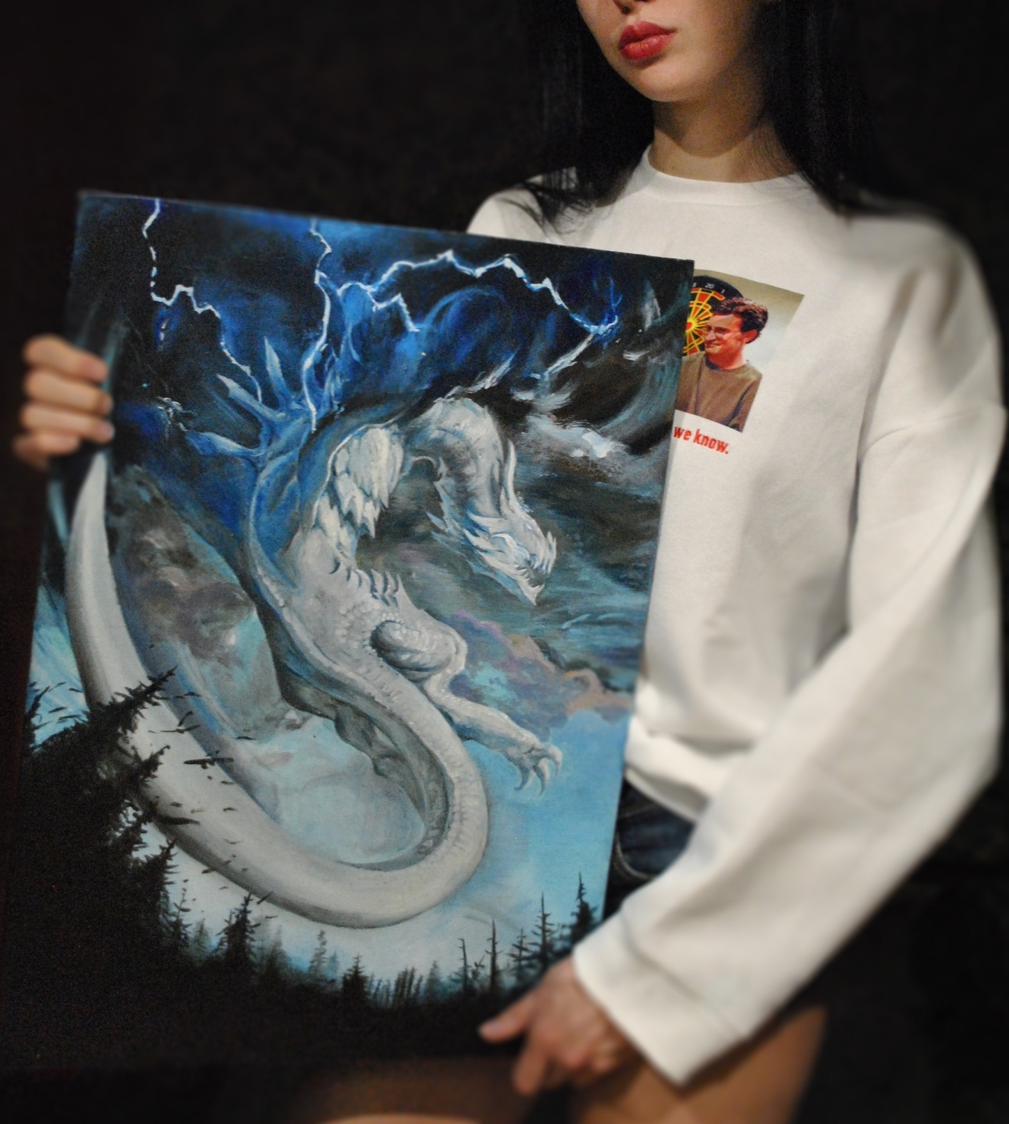 Oil painting dragon in the clouds - My, Copy, Artist, Painting, The Dragon, Oil painting, Art, Fantasy, Video, Longpost