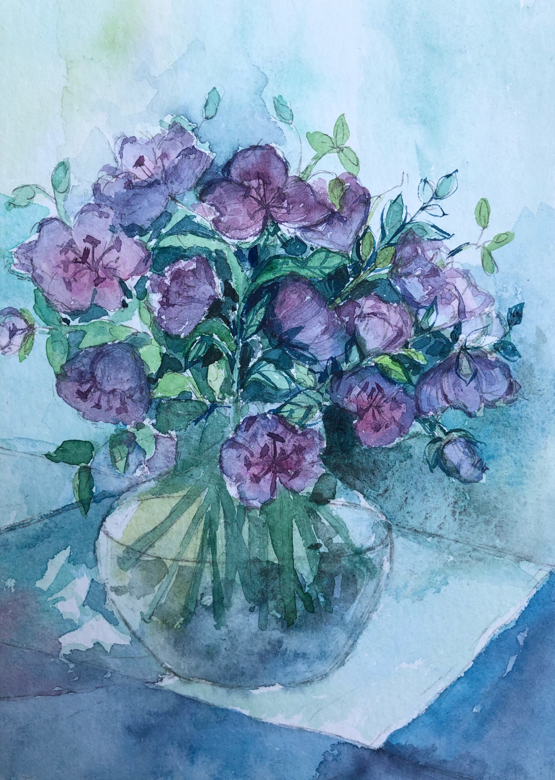 Summer bouquet, creation process - My, Process, Painting, Art, Flowers, Watercolor, Etude, Longpost