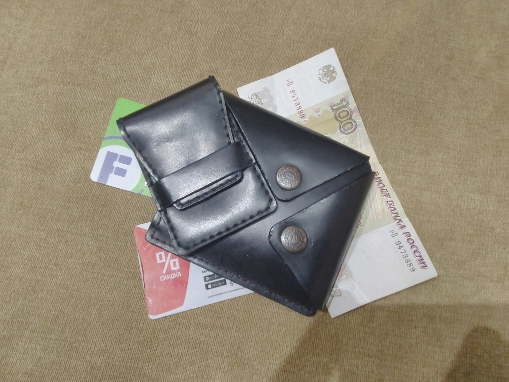 We continue to catch pitfalls - My, With your own hands, Wallet, Cardholder, Leather products, Needlework without process, Leather craft, Longpost, Leather