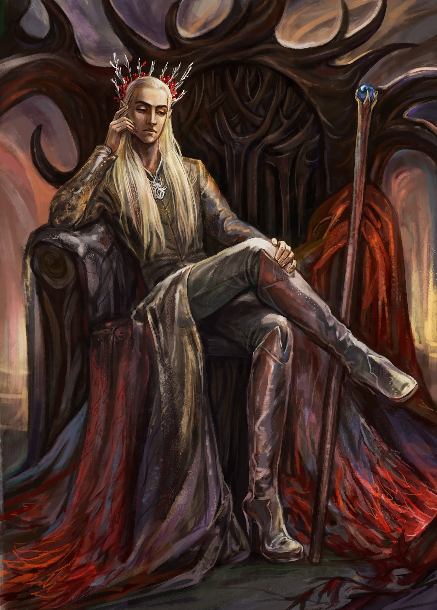 Lord of Mirkwood - Thranduil, Elves, The hobbit, Movies, Fantasy, Art, Drawing