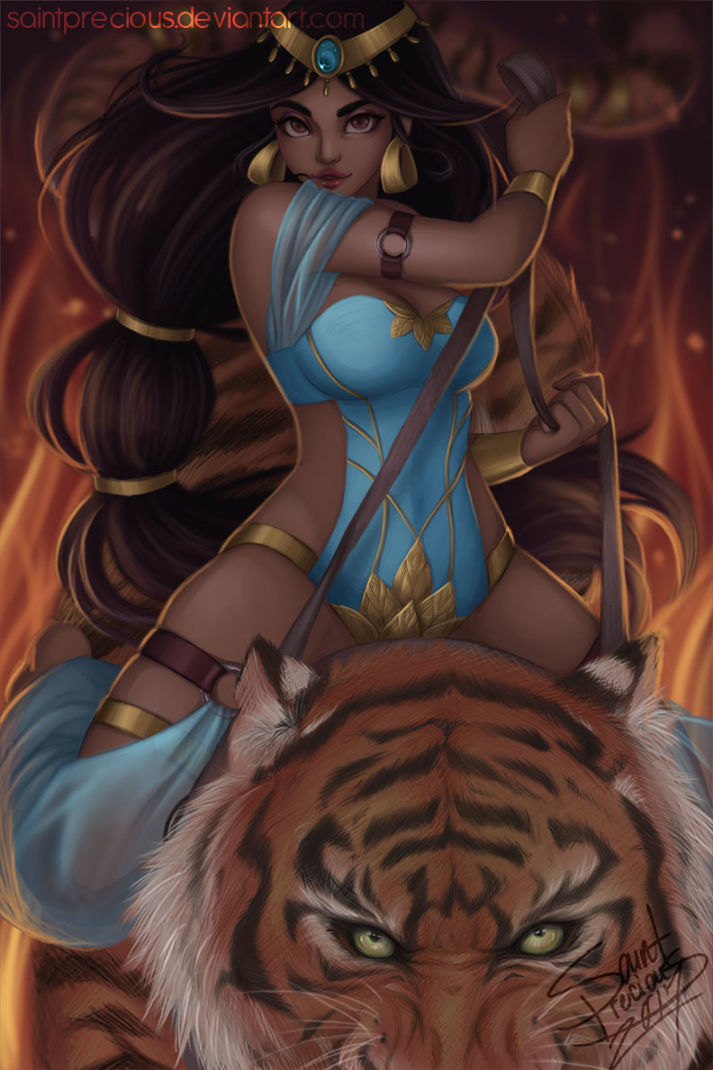 Jasmine riding Raja - Rajah, Walt disney company, Art, Drawing, Deviantart, Princess jasmine