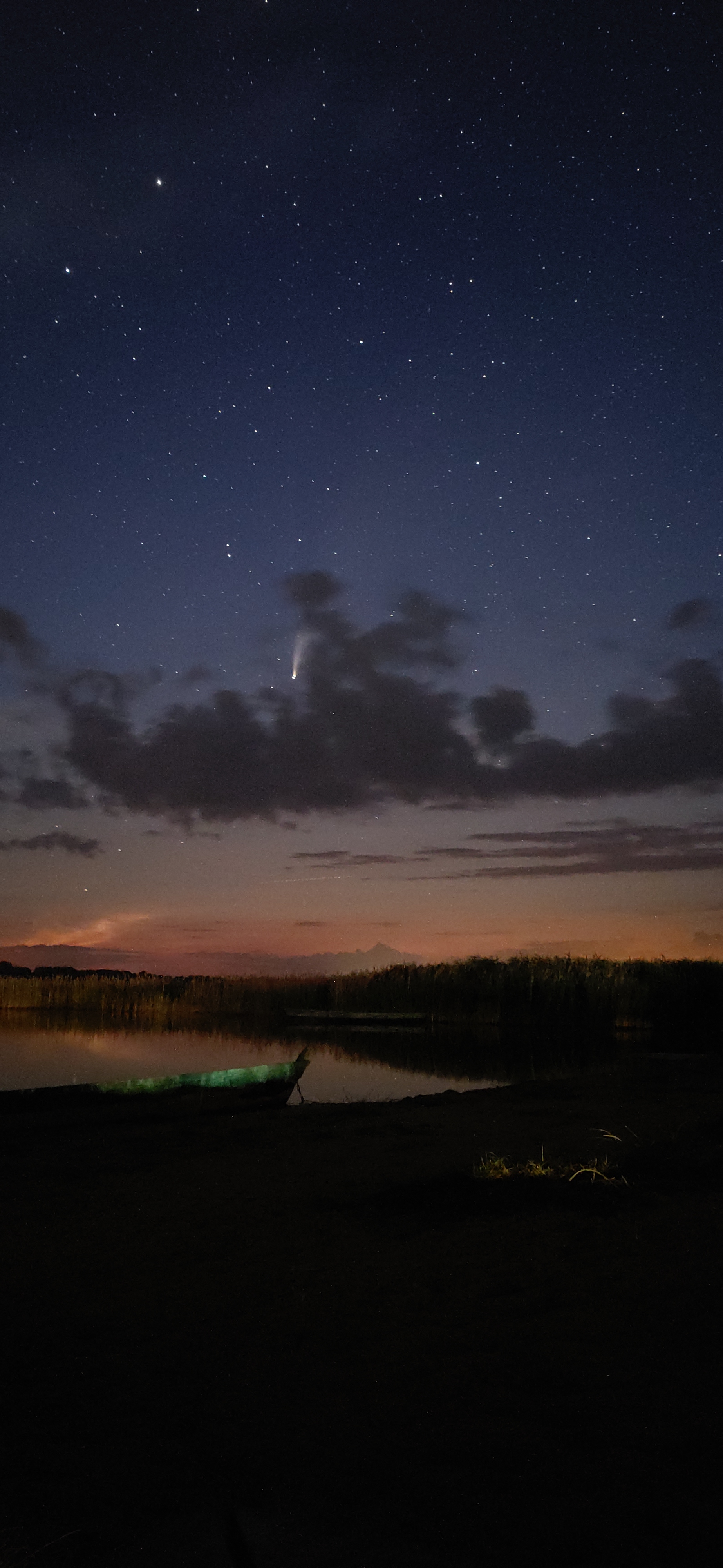 Comet Neovais, Lake Svityaz, Ukraine - My, Comet, Night mode, Longpost, Neowise