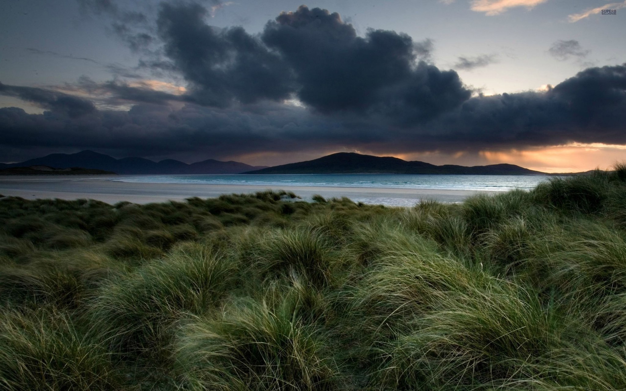 Cold Shores - Sea, The clouds, Mainly cloudy, Shore, The mountains, The rocks, Sky, The photo