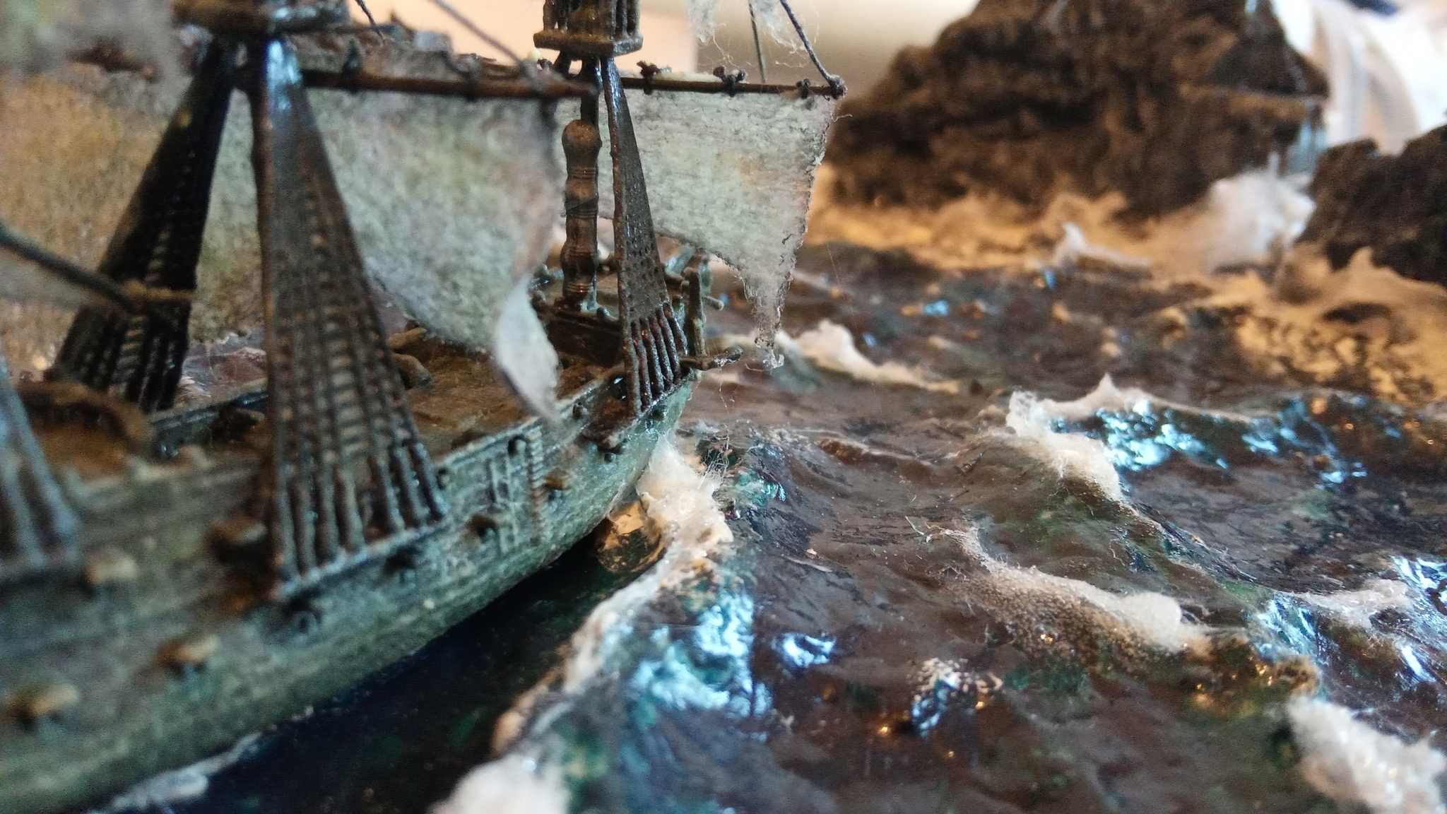 Diorama - My, Diorama, Ship, Sea, Friday, Longpost, Needlework with process, Friday tag is mine