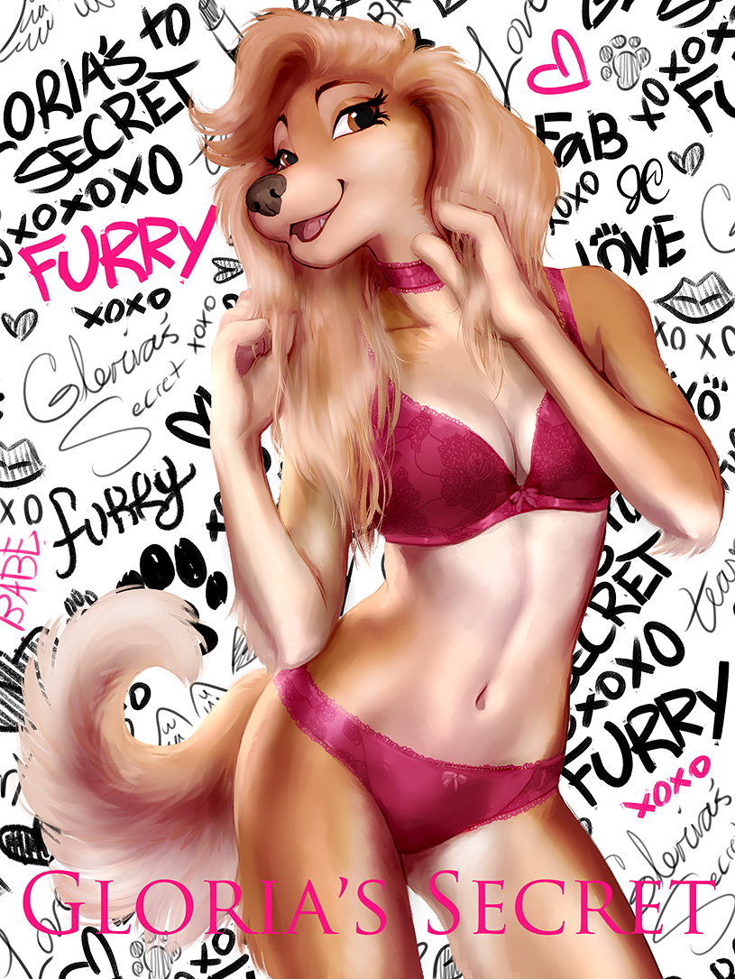 Gloria's Secret - NSFW, Furry, Art, Dog, Furry edge, Underwear, Thelupinprincess, Victoria's Secret