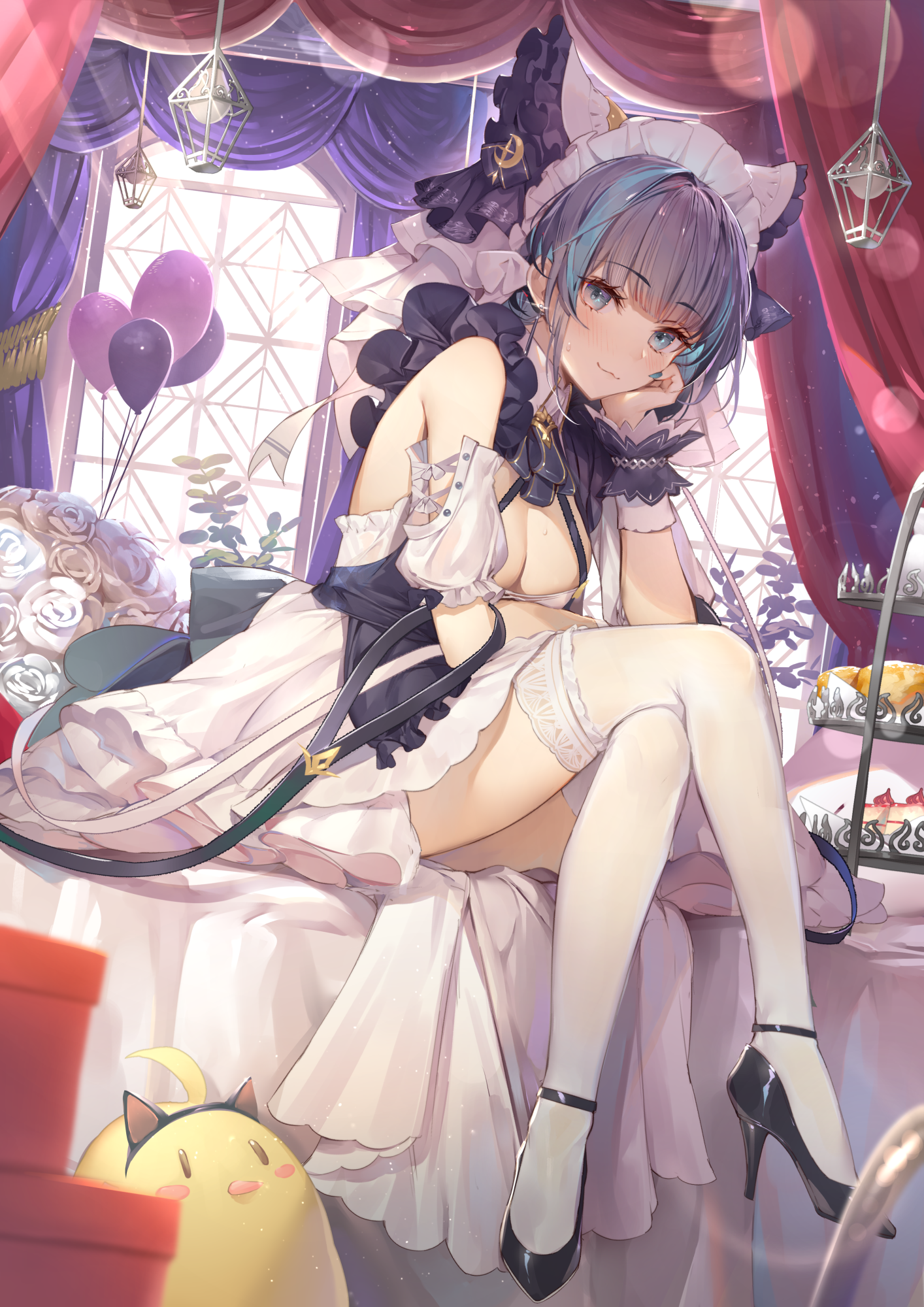 Cheshire - Anime, Anime art, Azur lane, Cheshire, Stockings, Animal ears