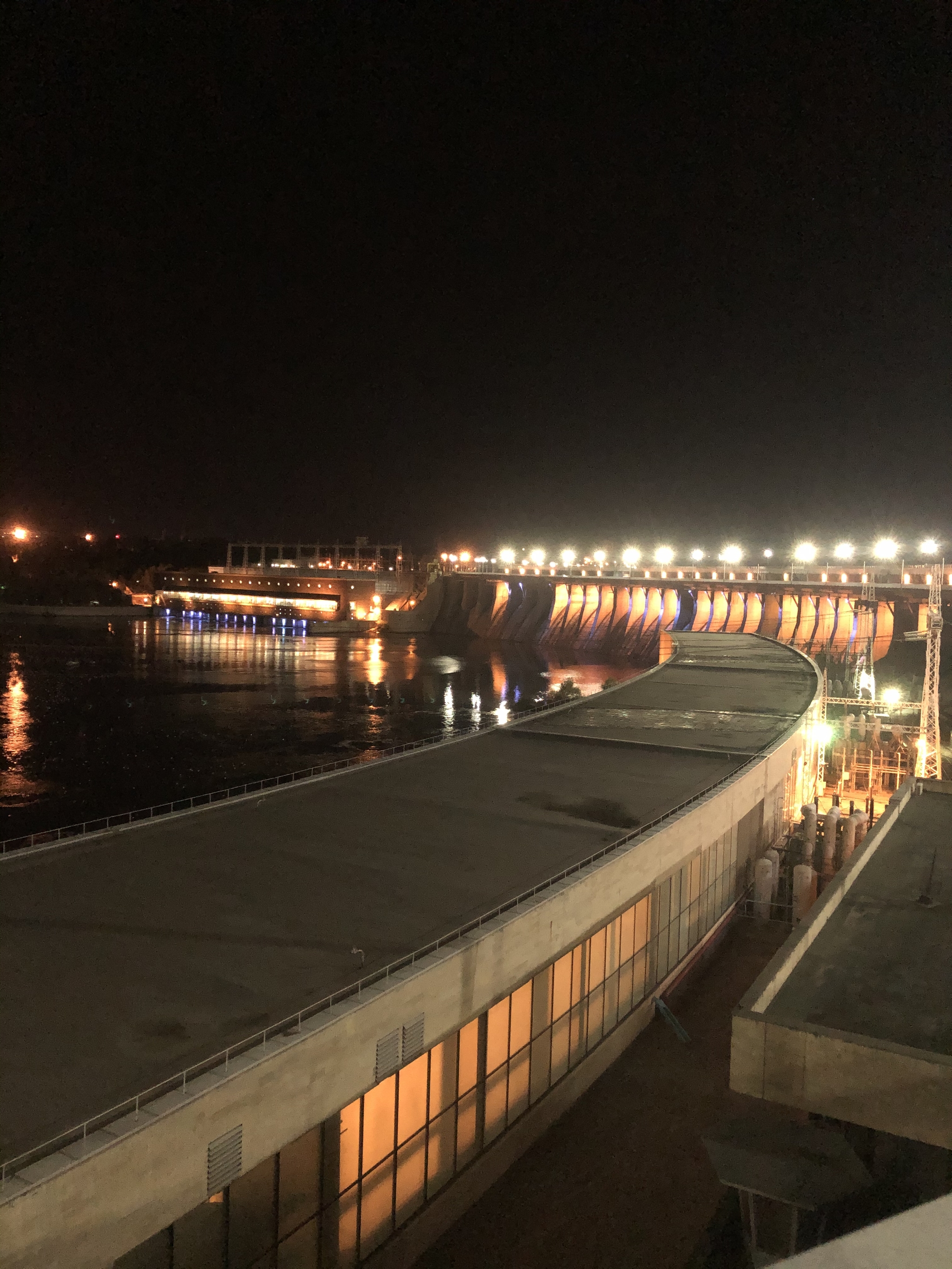 Night Dneprges - My, Dam, Power station, The photo, Longpost