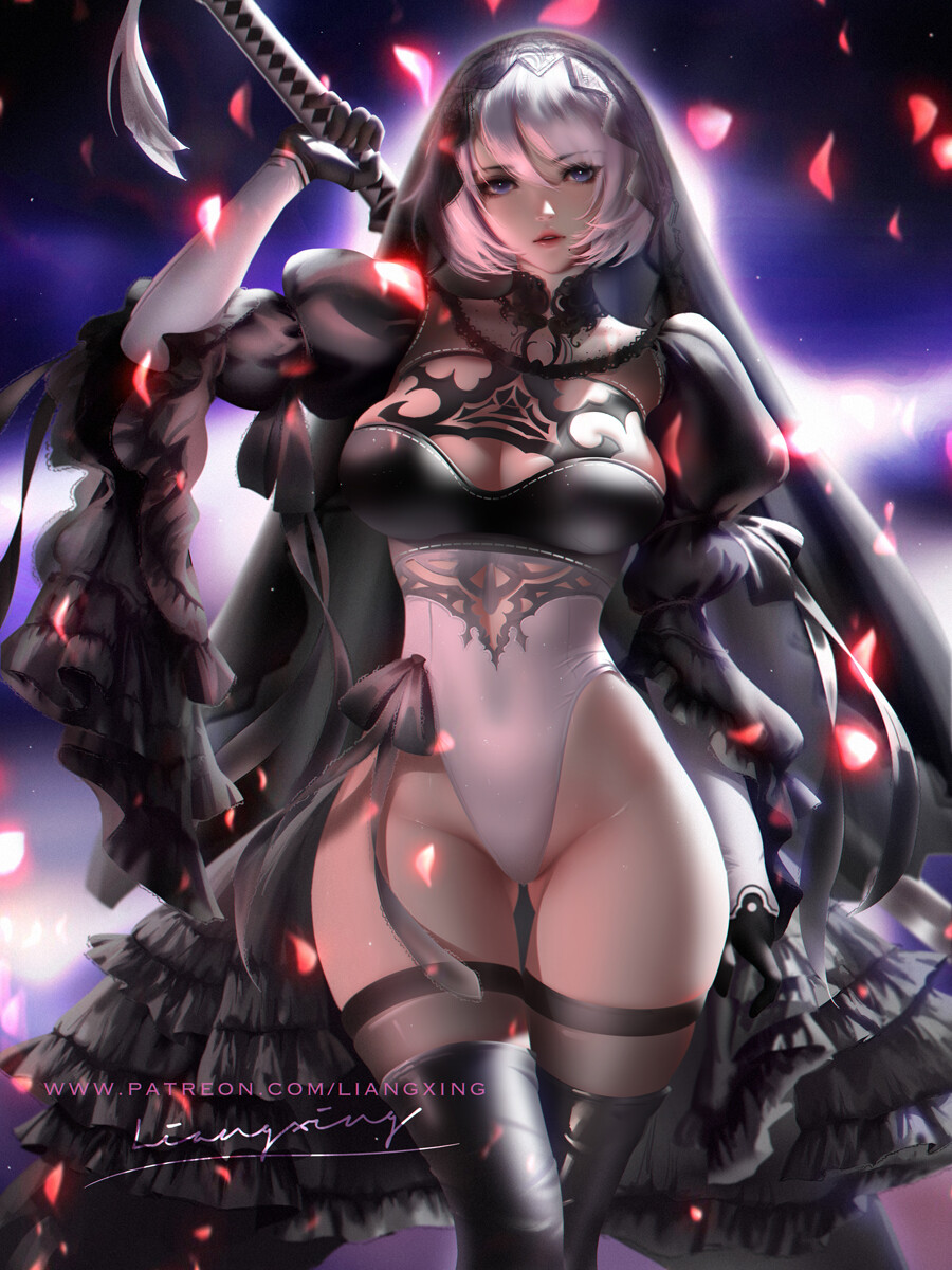 Bride 2B - NSFW, Yorha unit No 2 type B, Art, Erotic, Liang xing, NIER Automata, NIER