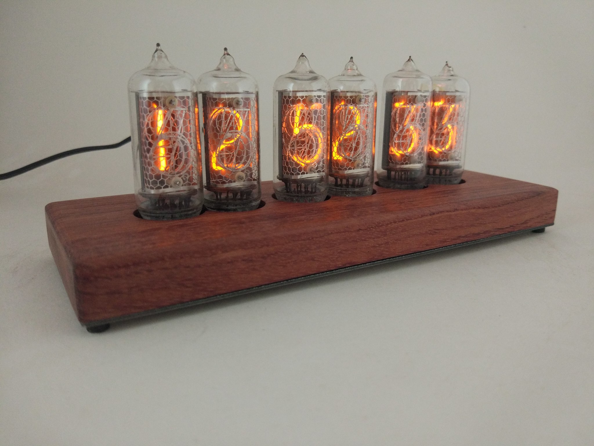 Clock with IN-8-2 lamps in a bubinga wood case - My, Homemade, With your own hands, Clock, Nixie, Лампа, Images, Hobby, Longpost, Needlework with process